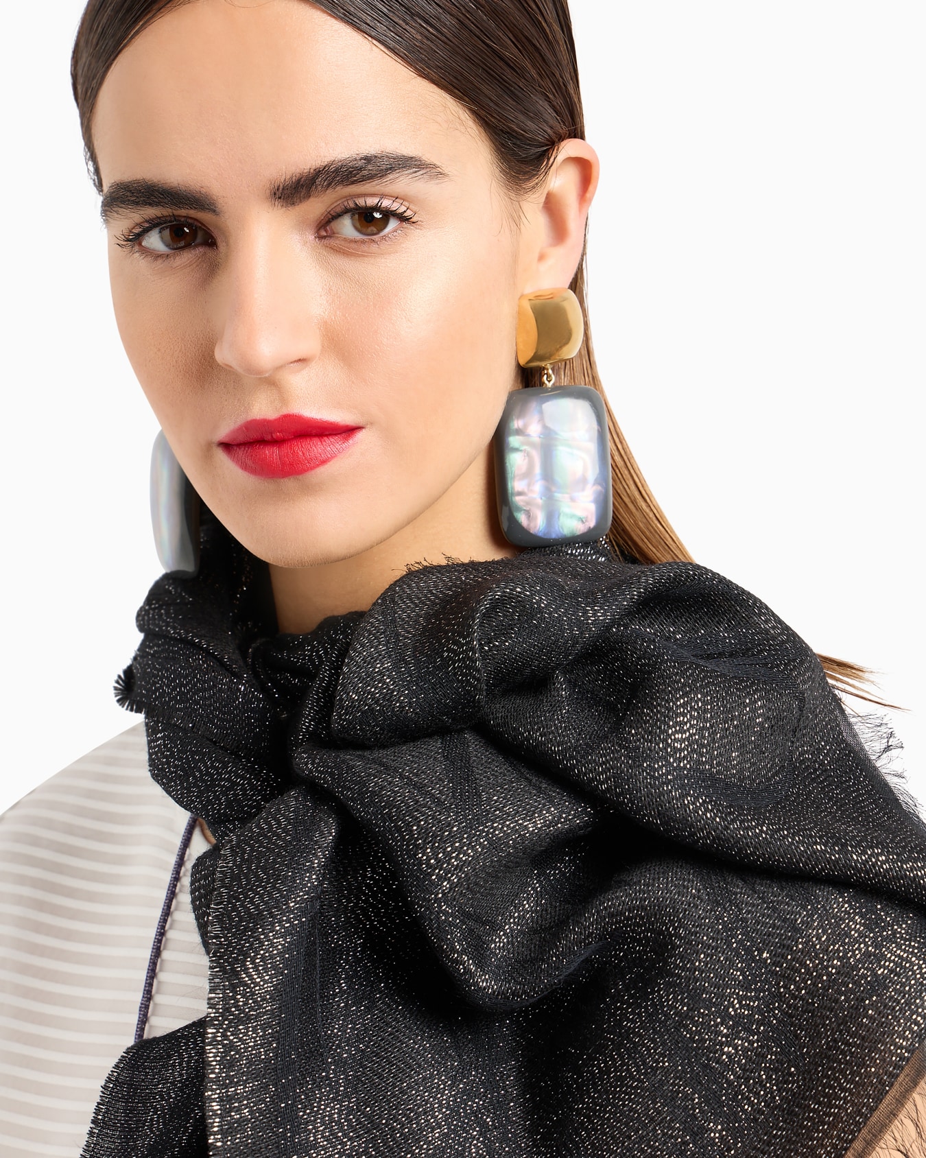Modal blend stole with tone-on-tone jacquard lettering Slide 2