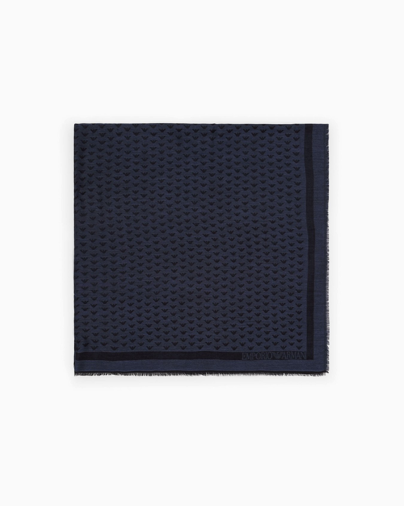 Virgin wool-blend foulard with all-over micro eagles Slide 0
