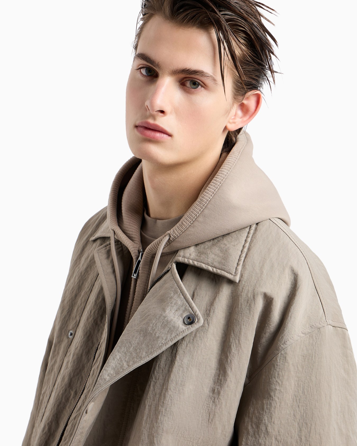 Blouson en nylon froissé avec boutons-pression décentrés Diapositive 5