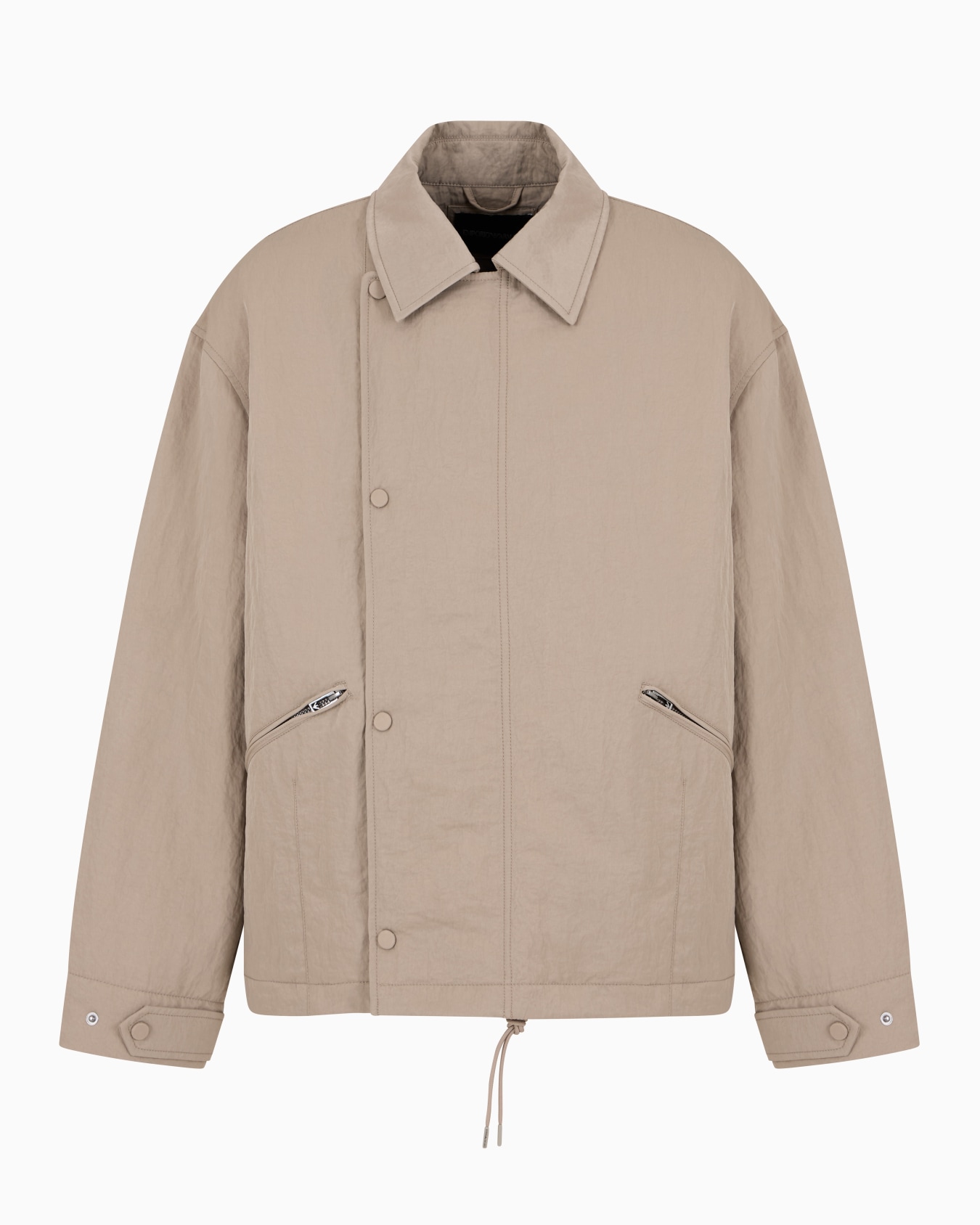 Blouson en nylon froissé avec boutons-pression décentrés Diapositive 0