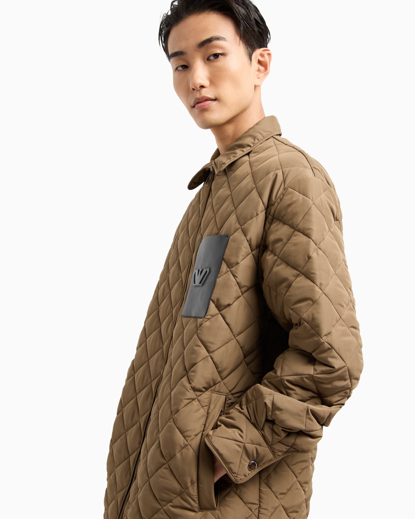 Diamond-quilted nylon blouson with logo pocket Slide 5
