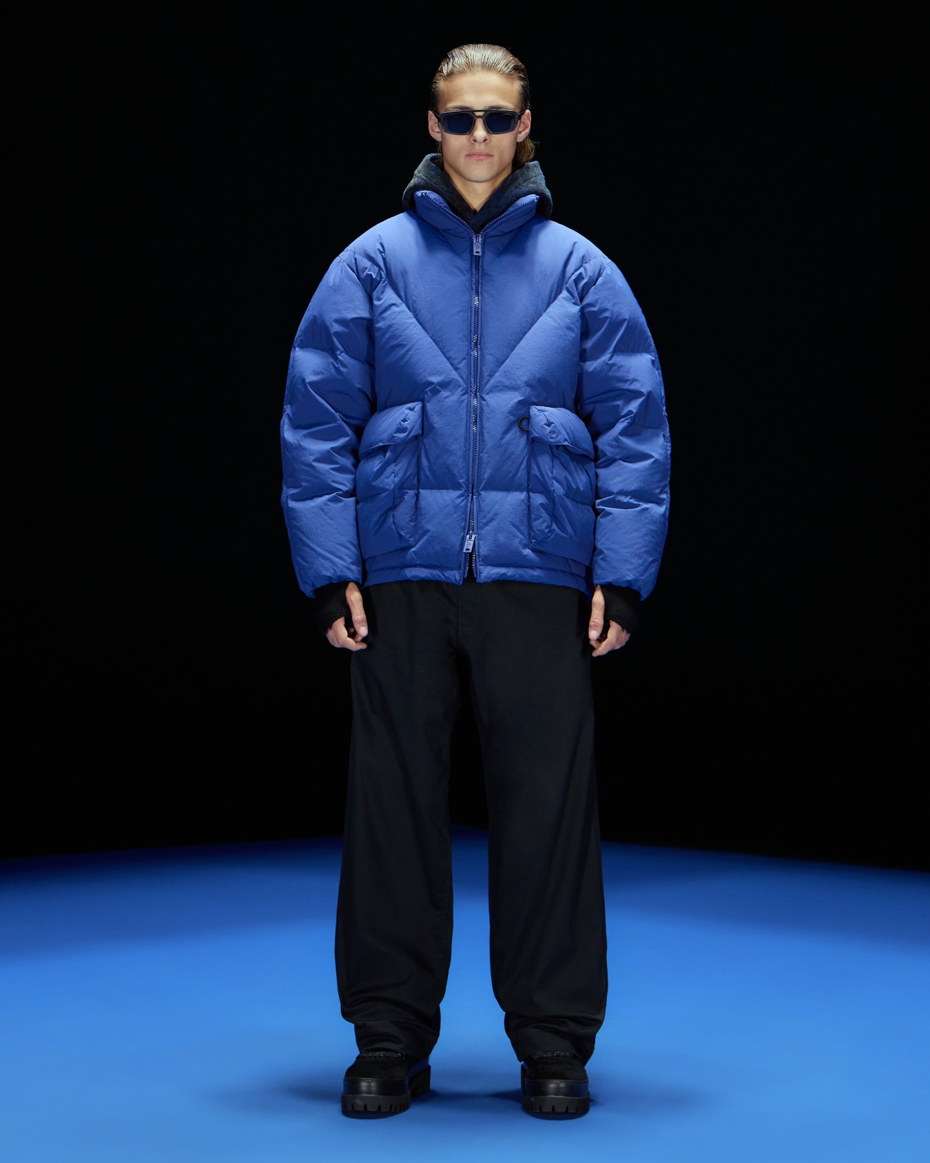 Chaqueta de plumas con cremallera completa de nailon arrugado mate cápsula Black Blue ASV Diapositiva 4
