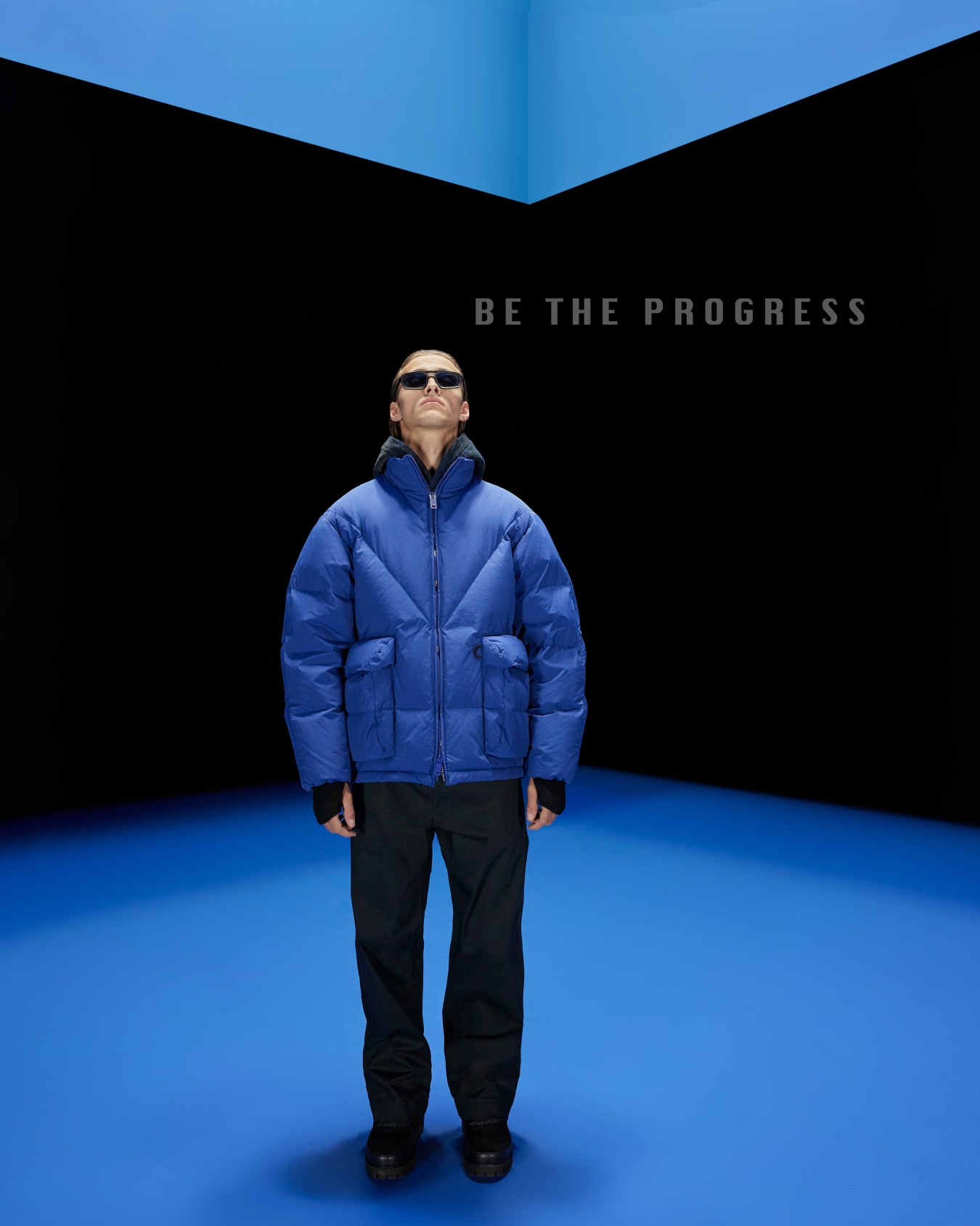 ASV Black Blue capsule collection full-zip down jacket in matte crinkle nylon Slide 5