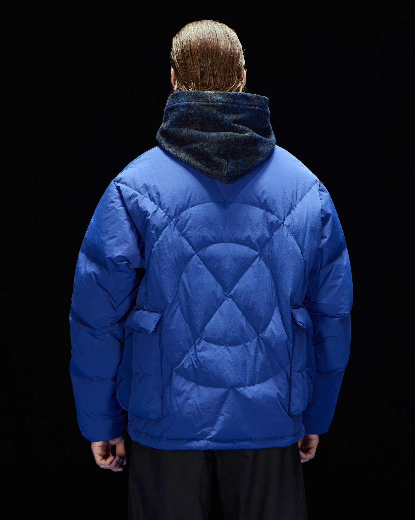 Chaqueta de plumas con cremallera completa de nailon arrugado mate cápsula Black Blue ASV Diapositiva 3