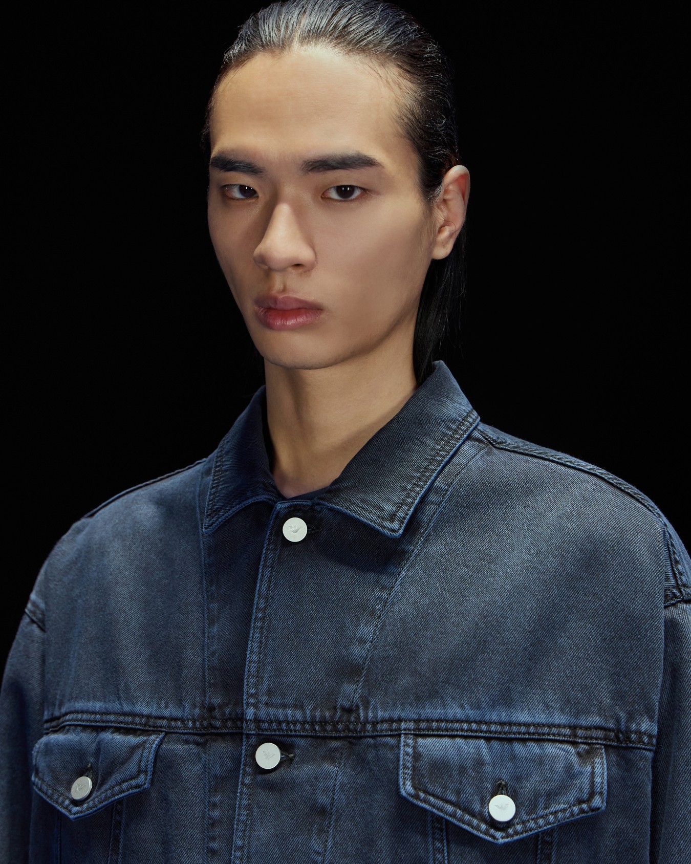 ASV Black Blue capsule collection marble-effect denim jacket Slide 5