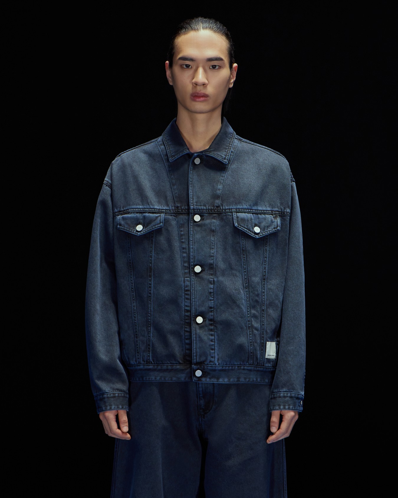 ASV Black Blue capsule collection marble-effect denim jacket Slide 2