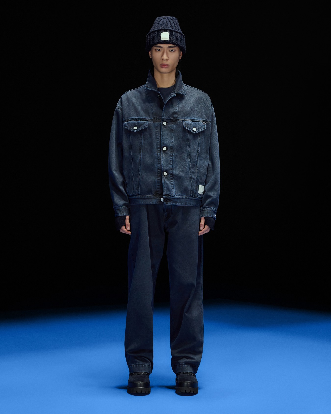 ASV Black Blue capsule collection marble-effect denim jacket Slide 4
