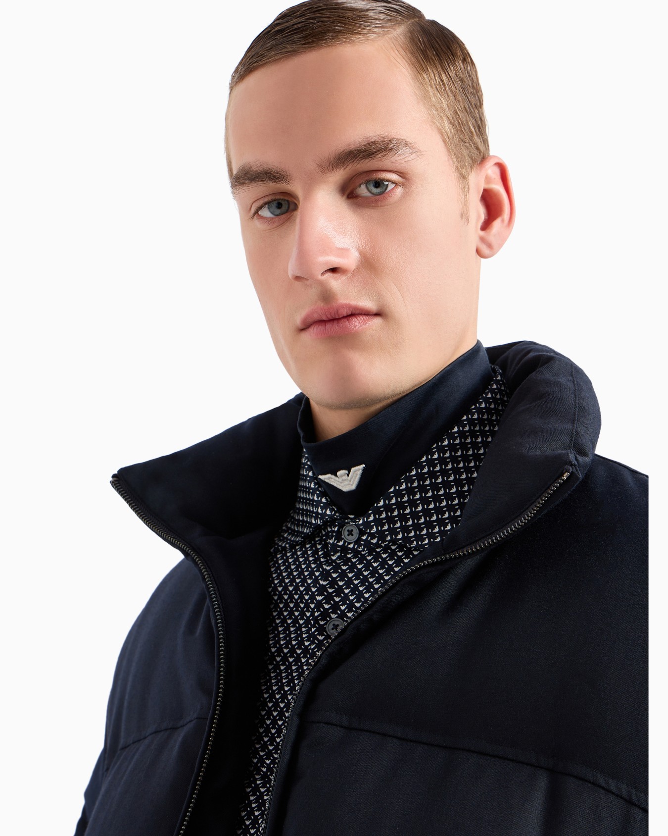 Full-zip down jacket in a quilted wool-blend twill Slide 5
