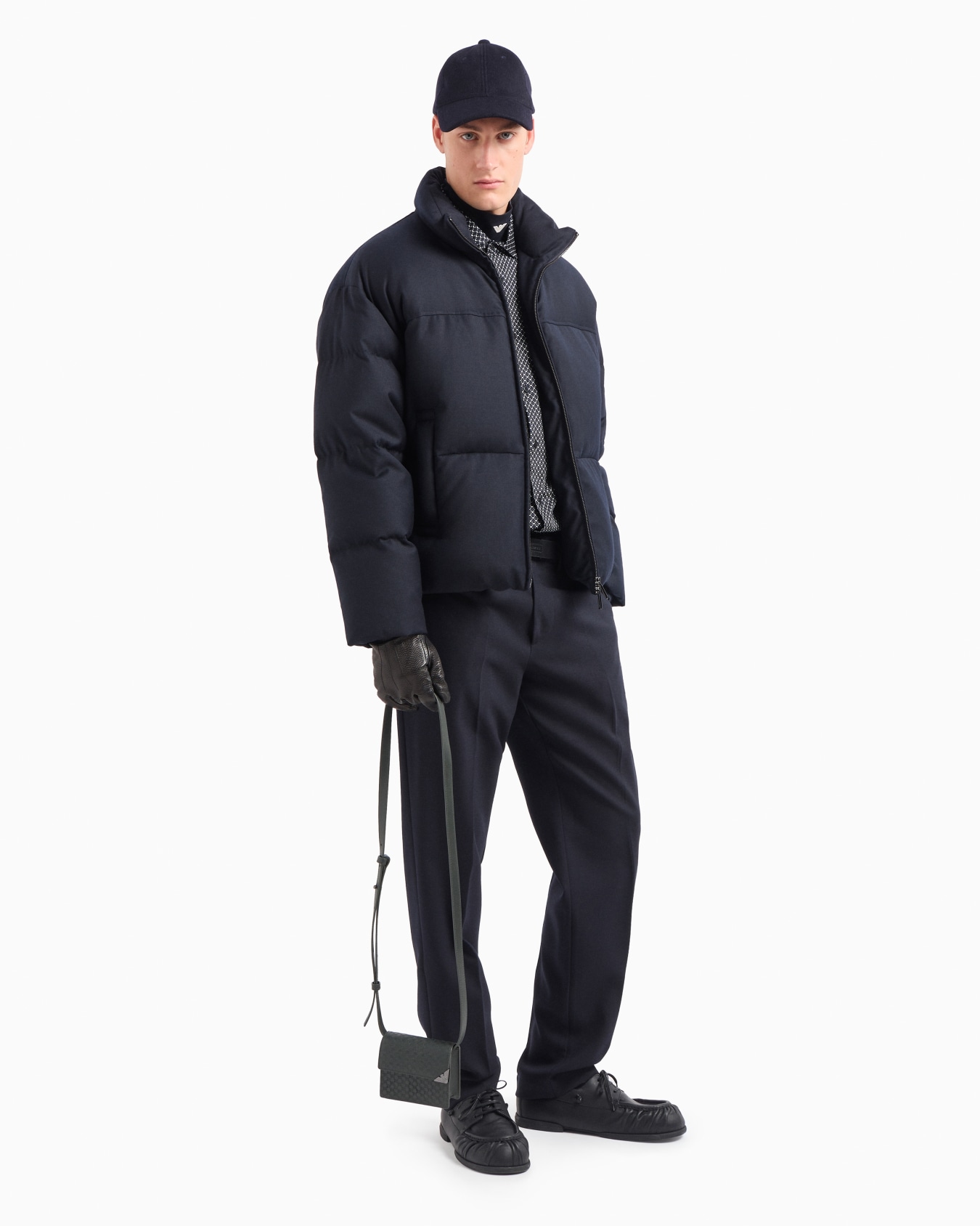 Full-zip down jacket in a quilted wool-blend twill Slide 4