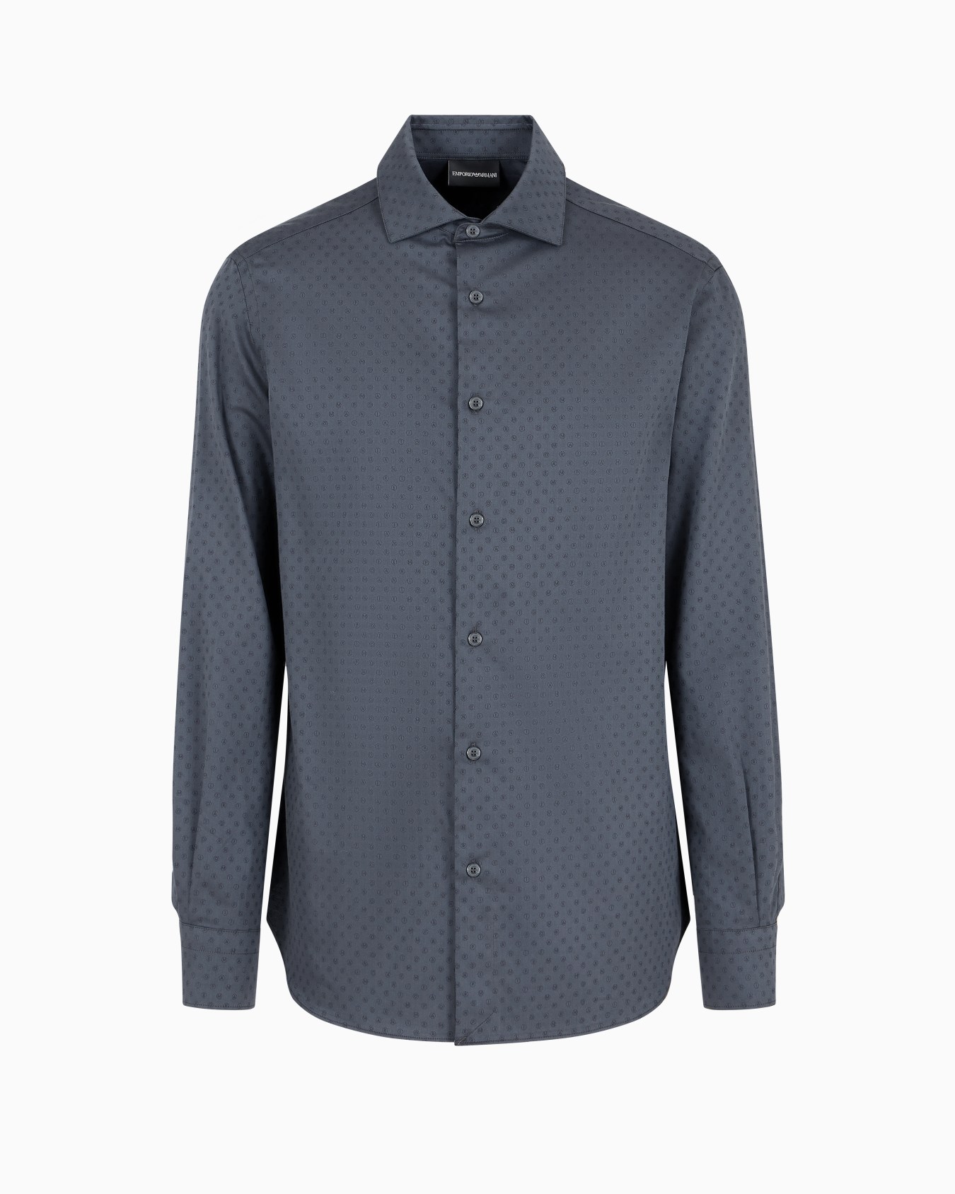 Cotton shirt with all-over jacquard logo lettering dots Slide 0