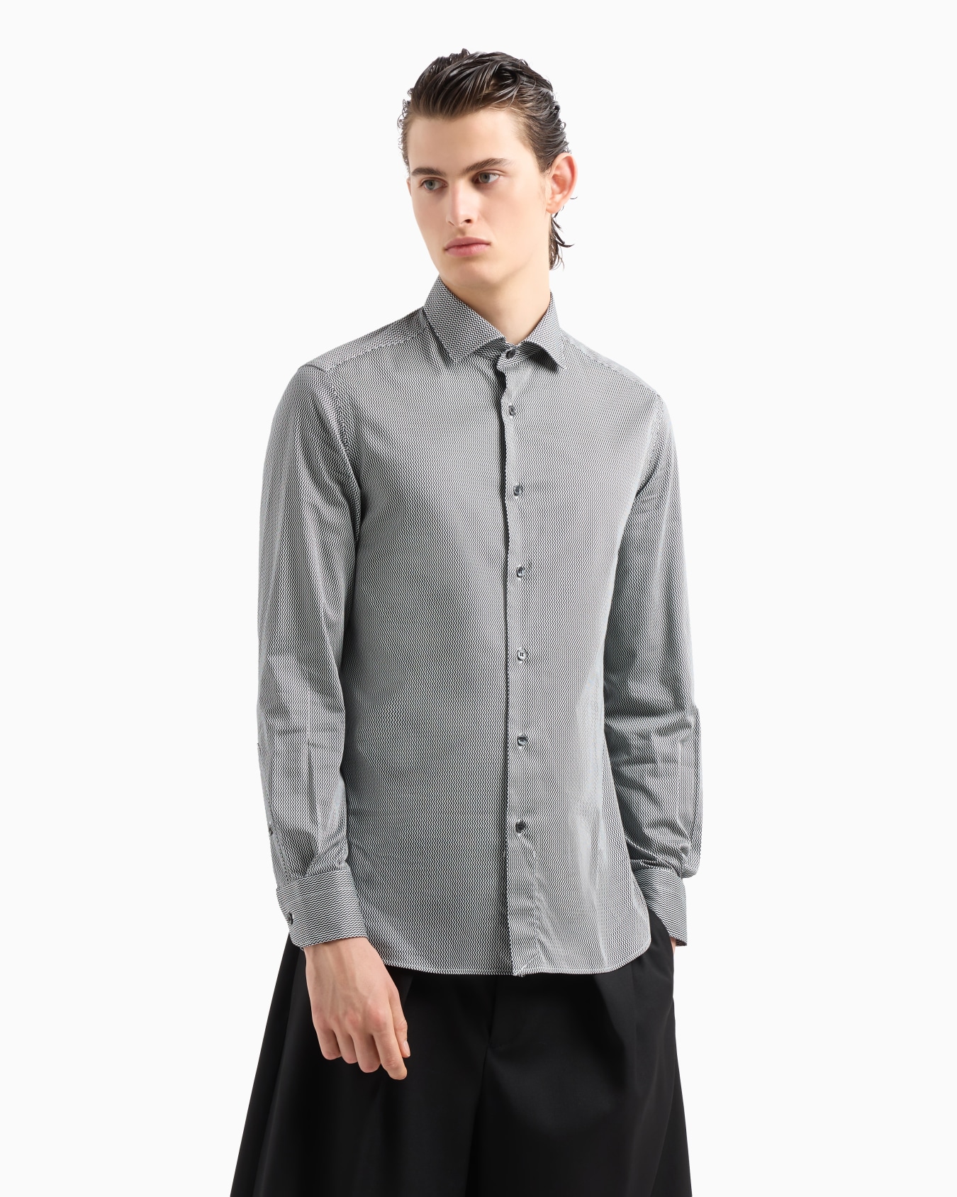 Chemise en coton stretch avec motif imprimé Diapositive 1