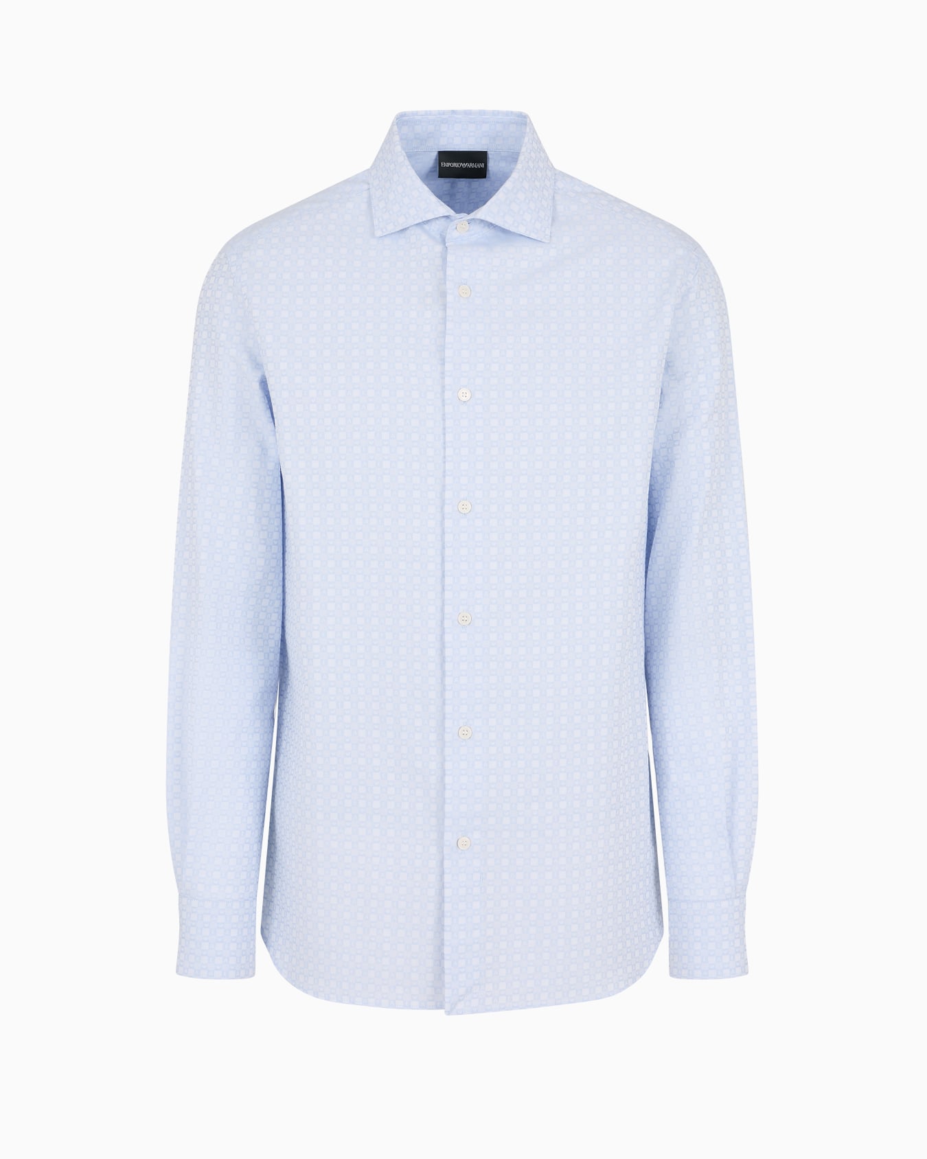 Camisa de algodón en tejido jacquard con fantasía integral de logotipo Diapositiva 0