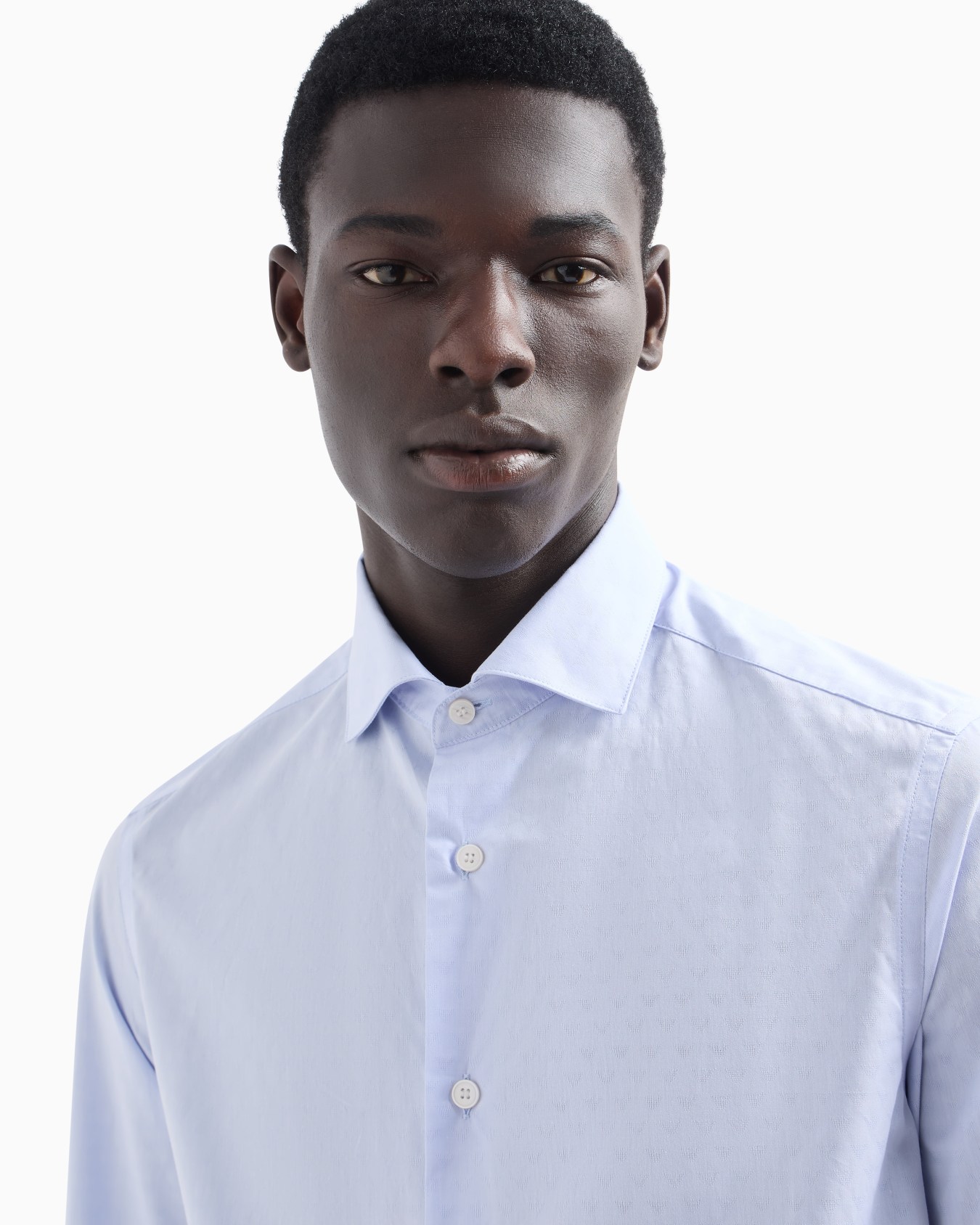 Cotton shirt with all-over jacquard logo pattern Slide 4