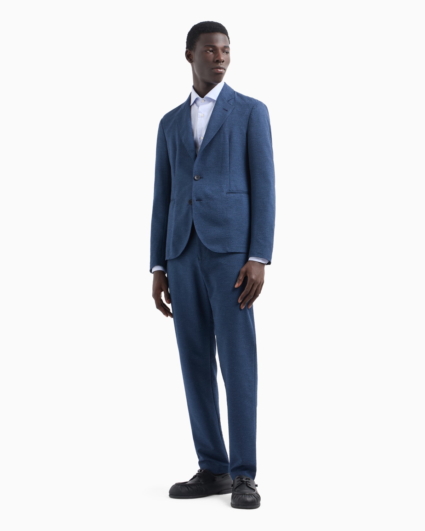 Cotton shirt with all-over jacquard logo pattern Slide 3