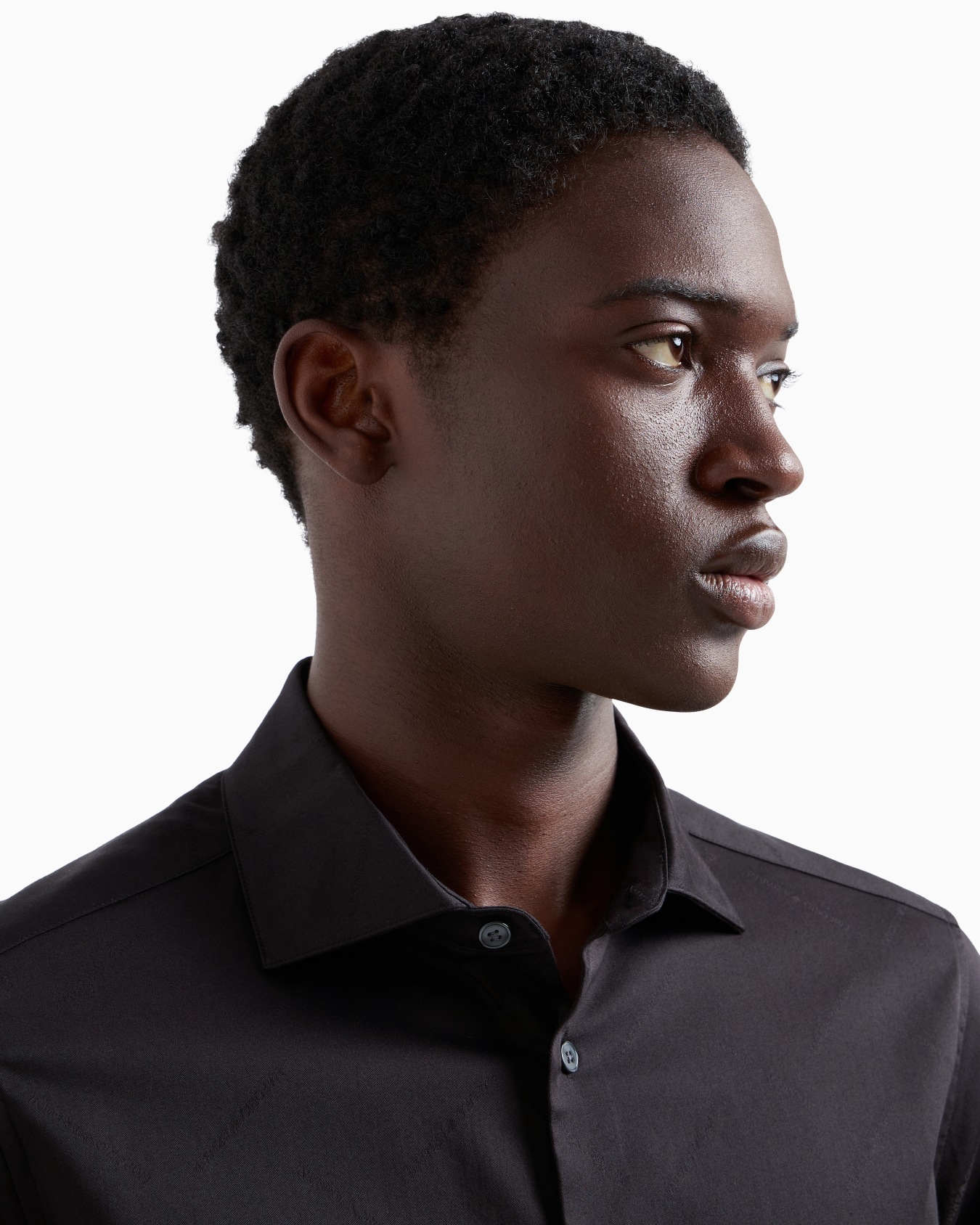 Cotton shirt with all-over jacquard logo lettering Slide 4