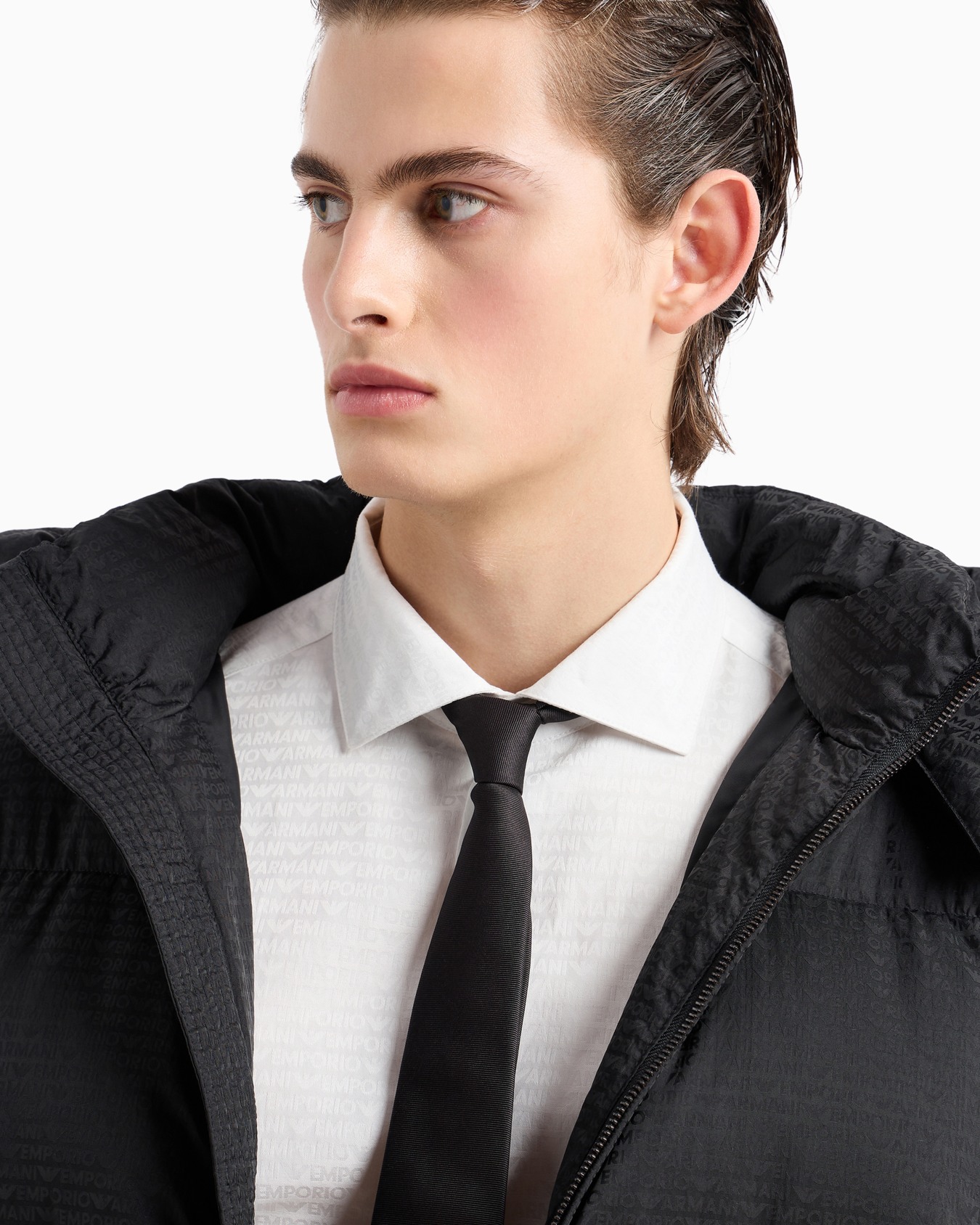 Chemise en coton avec inscription logo jacquard all over Diapositive 5