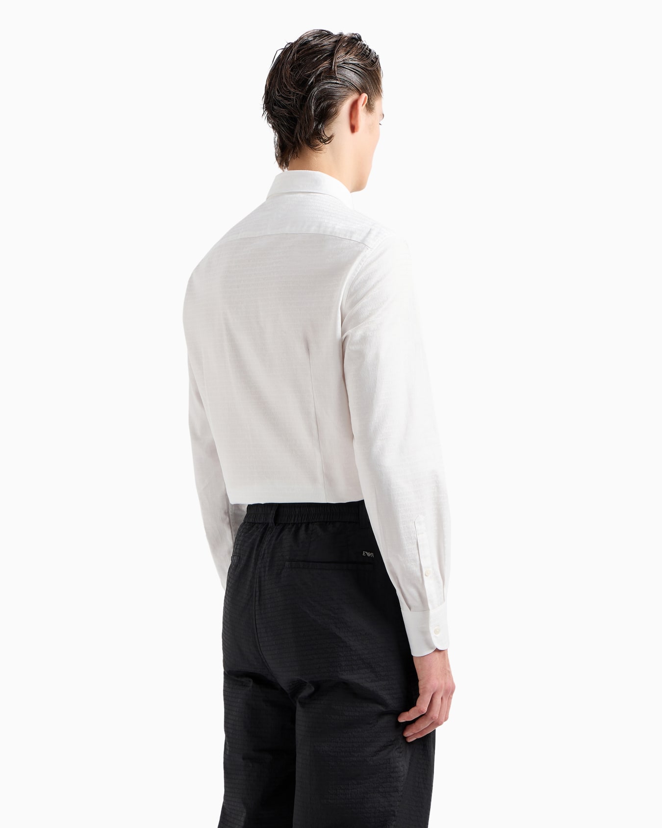 Chemise en coton avec inscription logo jacquard all over Diapositive 3