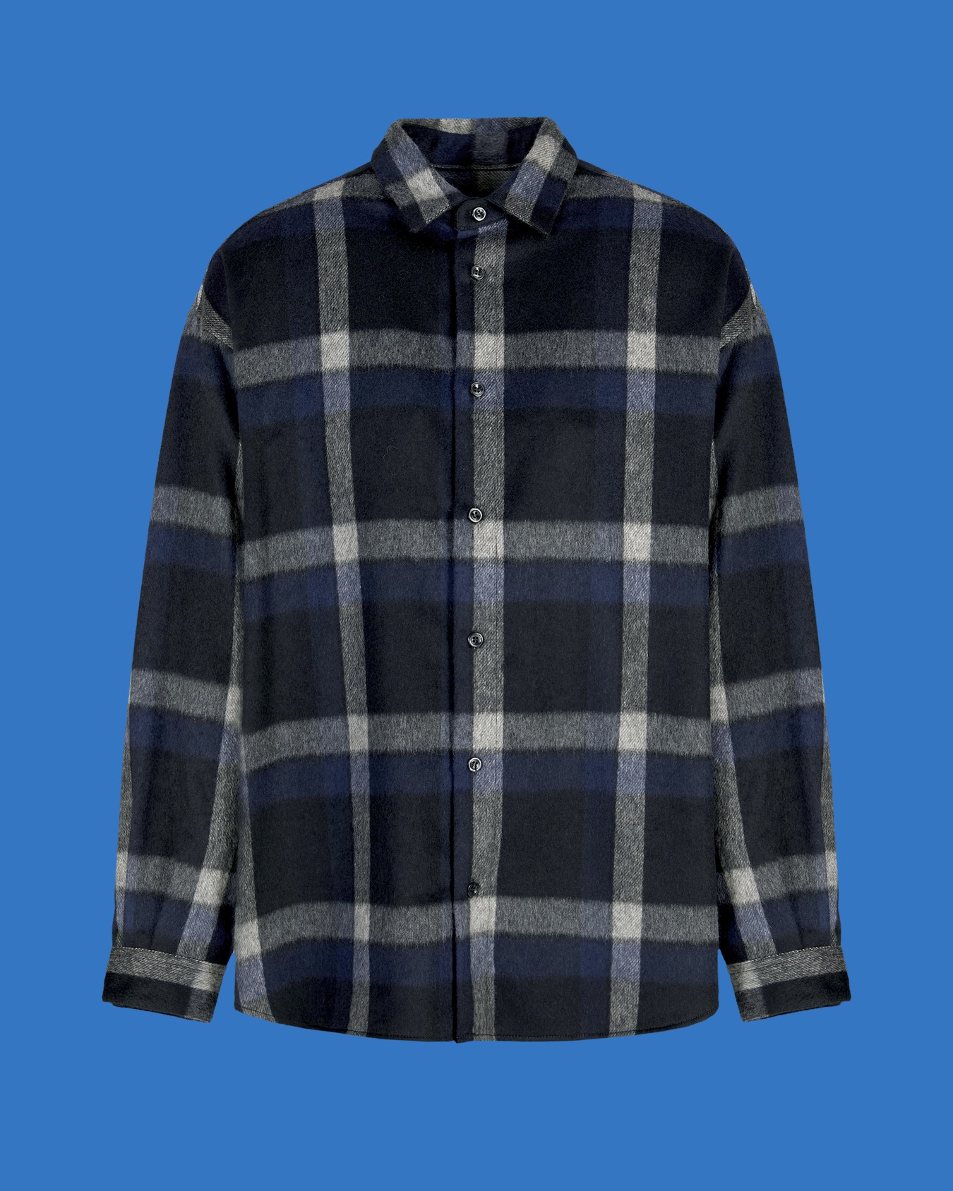 Camisa de paño mezcla de lana con motivo a cuadros cápsula Black Blue ASV Diapositiva 0