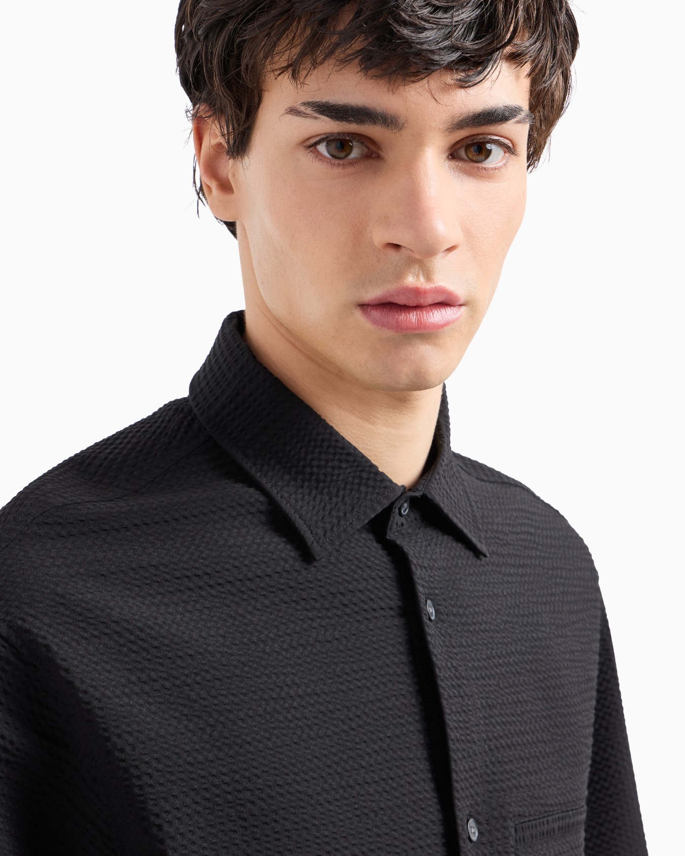 Chemise over à manches courtes en seersucker technique Diapositive 5
