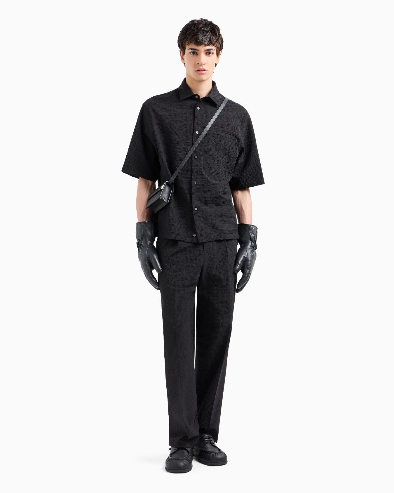 Chemise over à manches courtes en seersucker technique Diapositive 4
