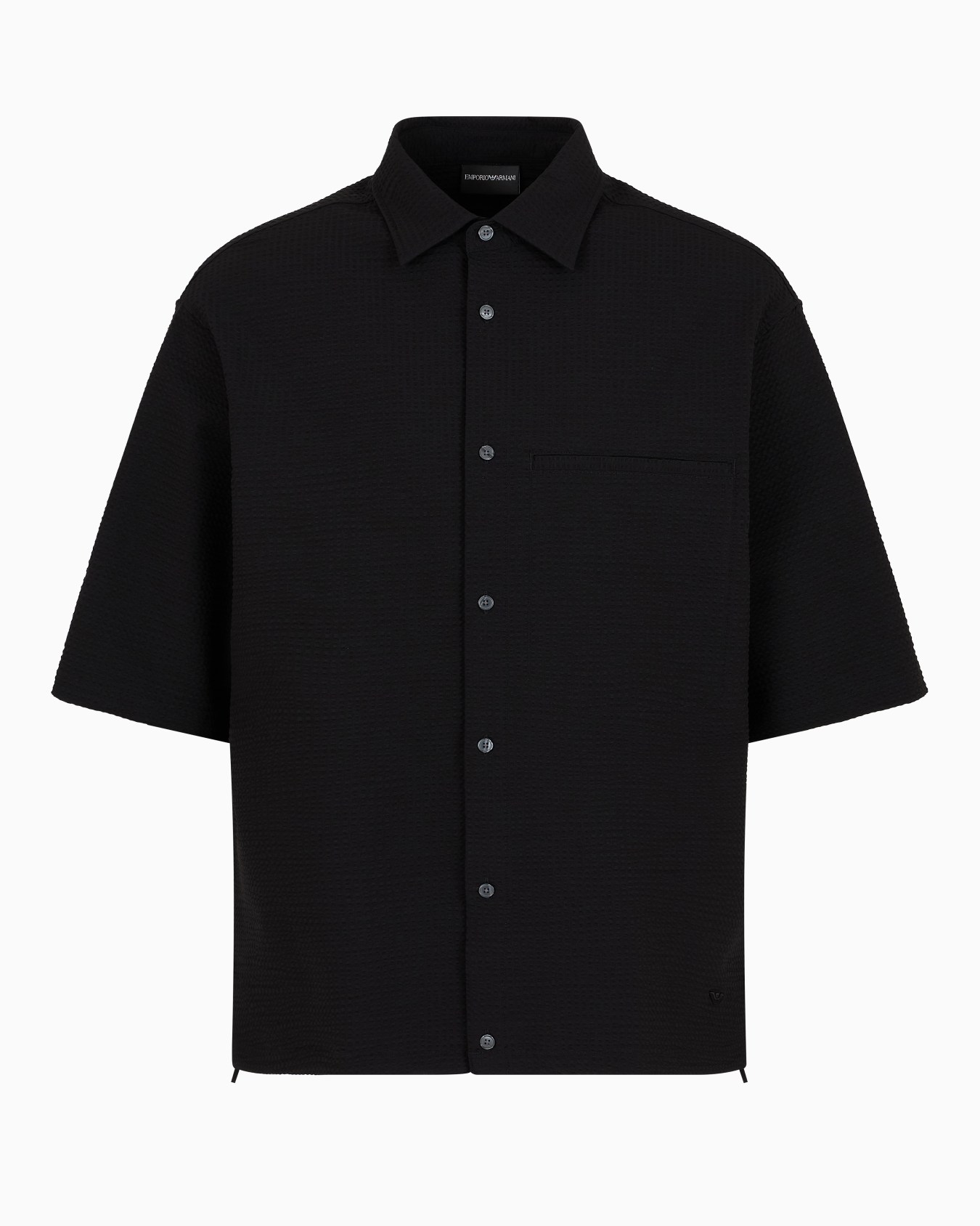 Chemise over à manches courtes en seersucker technique Diapositive 0
