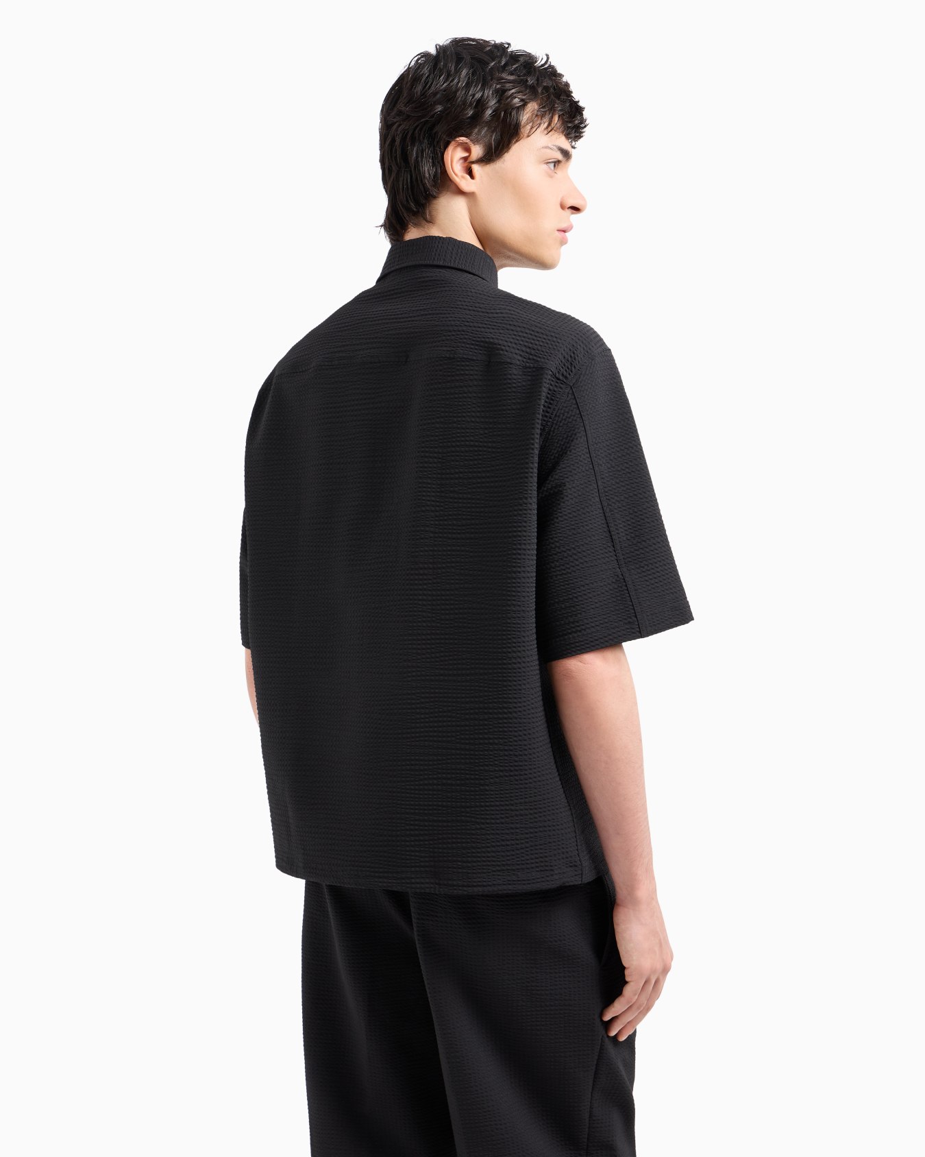 Chemise over à manches courtes en seersucker technique Diapositive 3