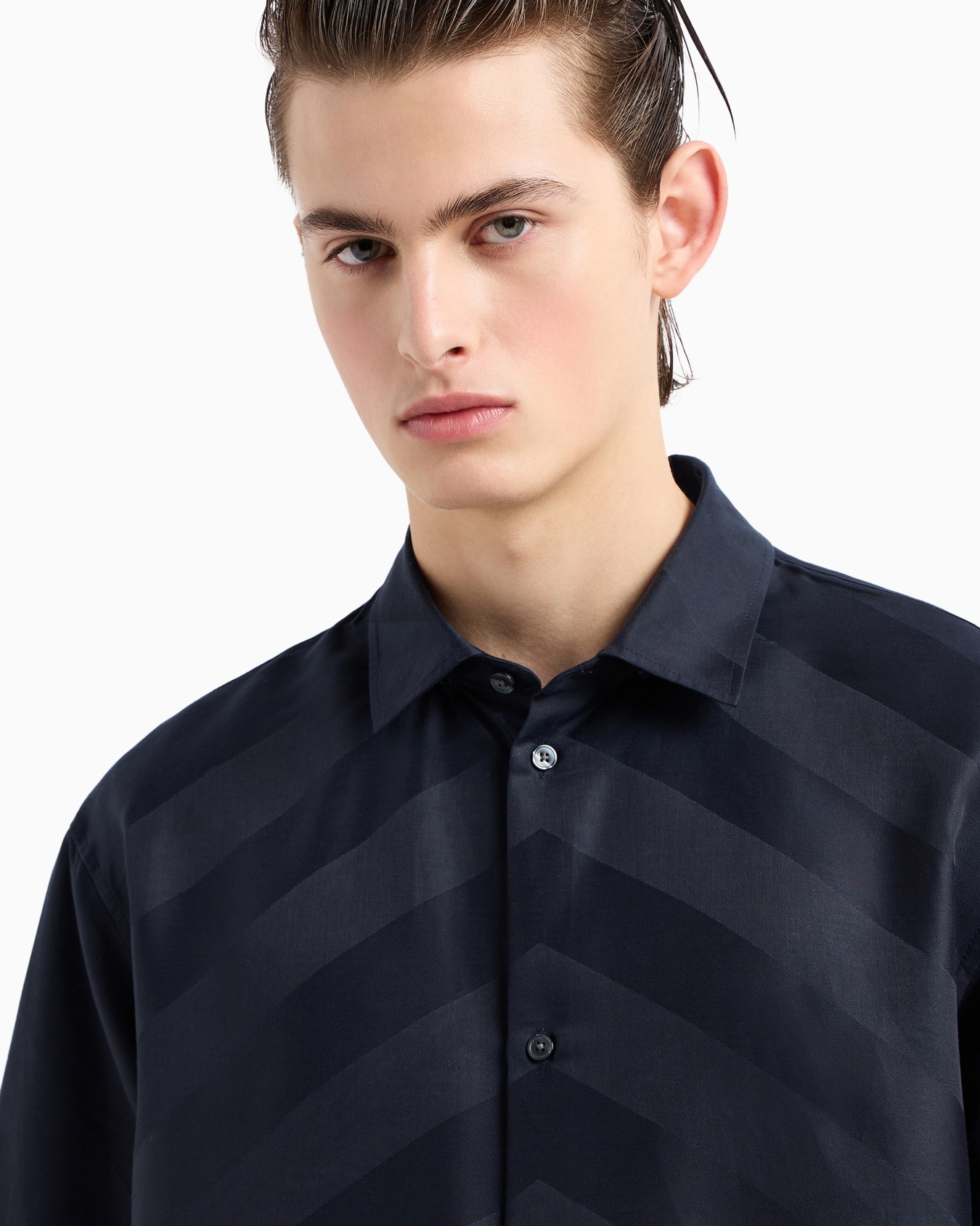 Camisa de corte cómodo, manga corta y capucha de lyocell con patrón integral ASV Diapositiva 5