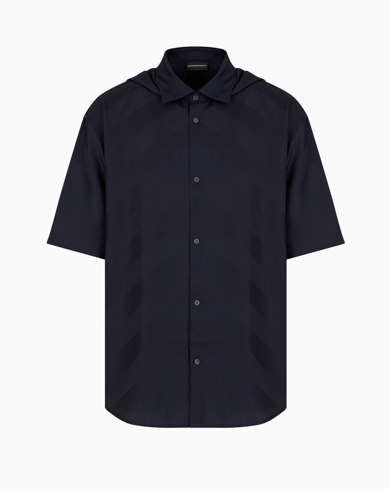 Camisa de corte cómodo, manga corta y capucha de lyocell con patrón integral ASV Diapositiva 0
