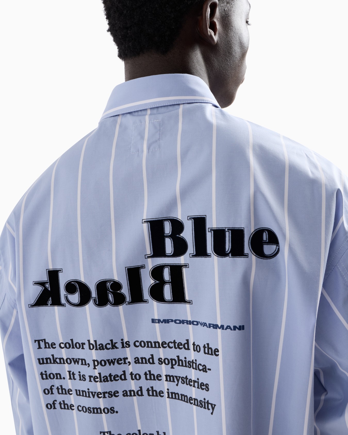 ASV Black Blue capsule collection striped shirt with flocked print Slide 4