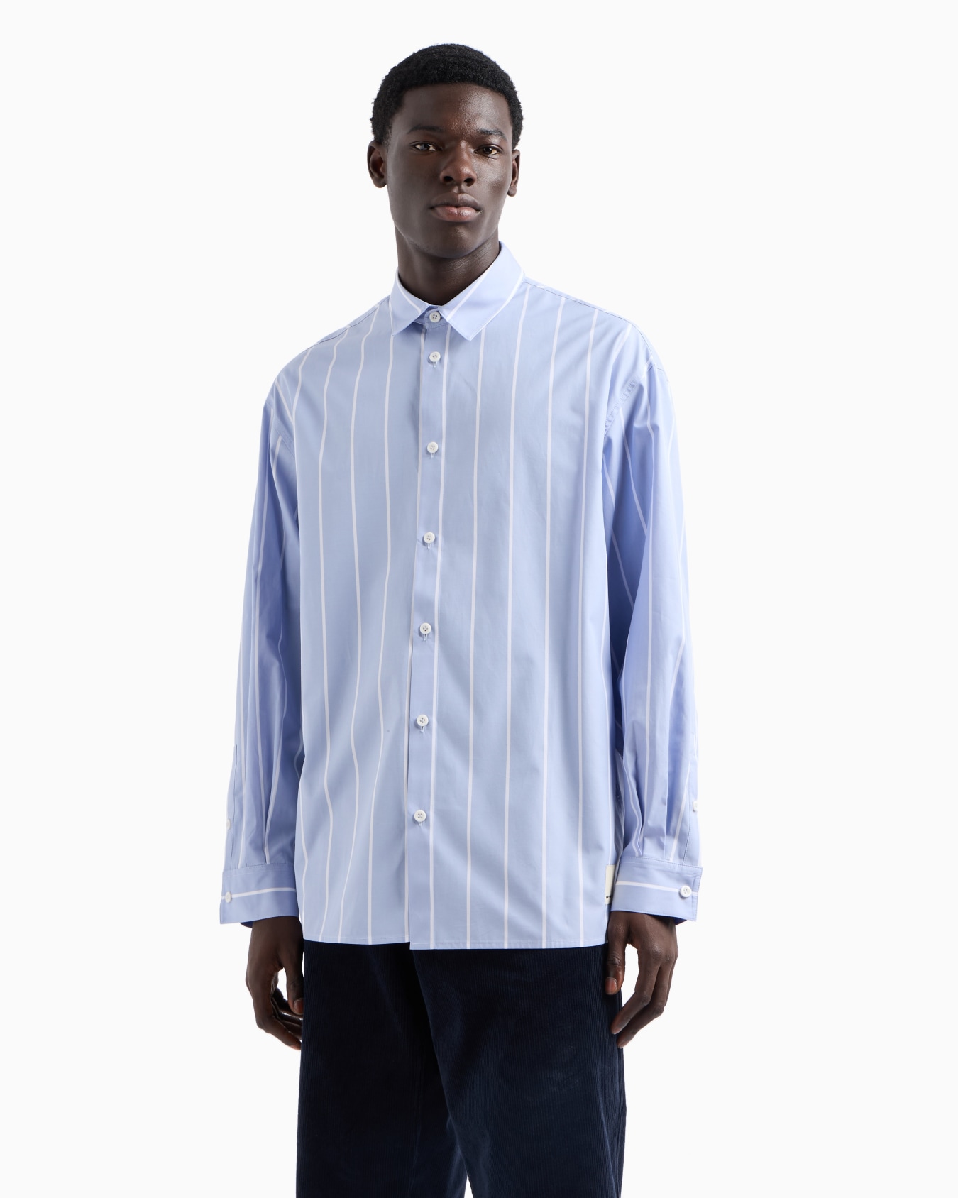 ASV Black Blue capsule collection striped shirt with flocked print Slide 1