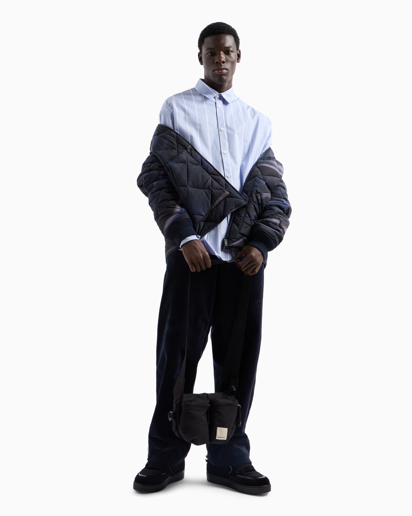 ASV Black Blue capsule collection striped shirt with flocked print Slide 3