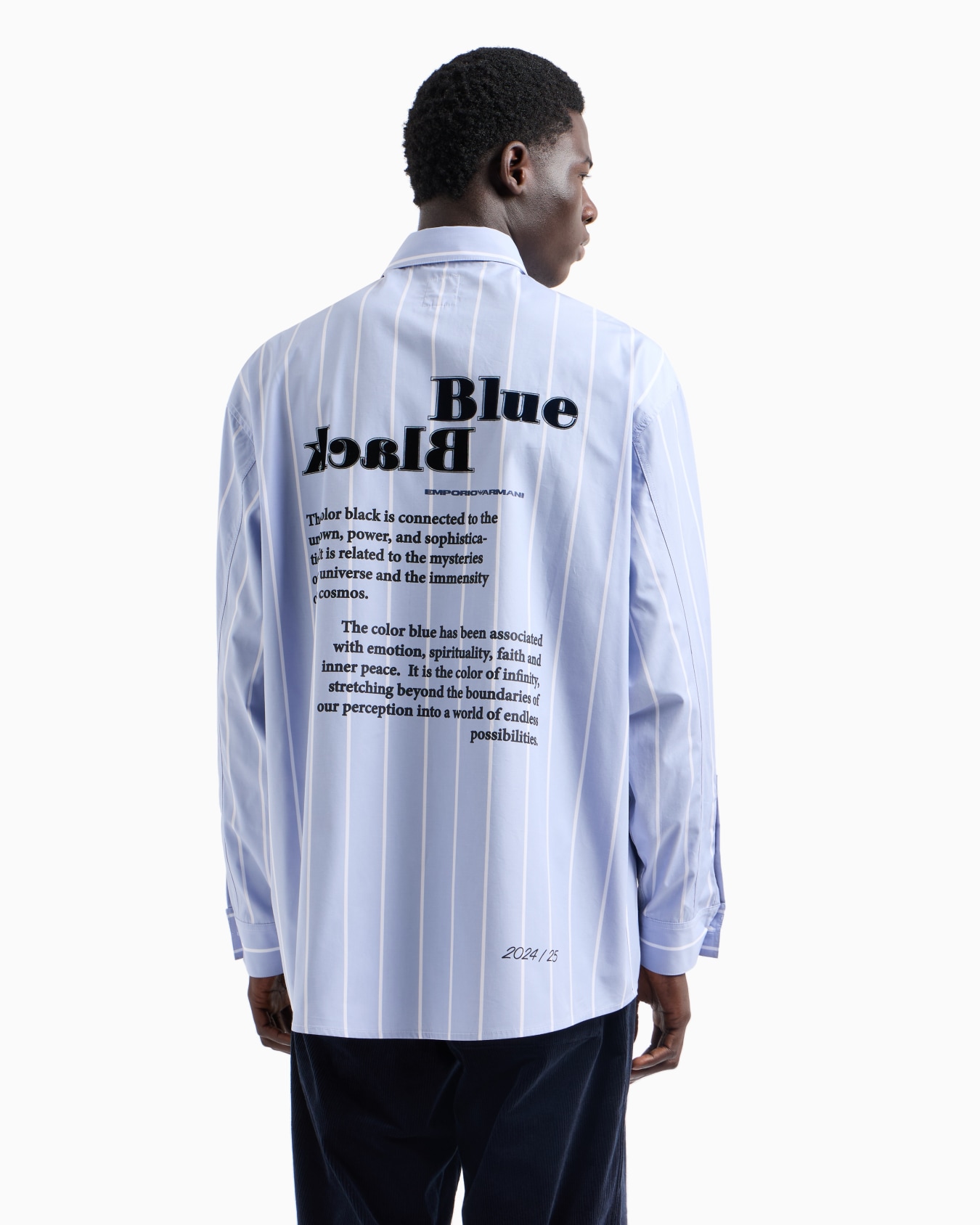 ASV Black Blue capsule collection striped shirt with flocked print Slide 2