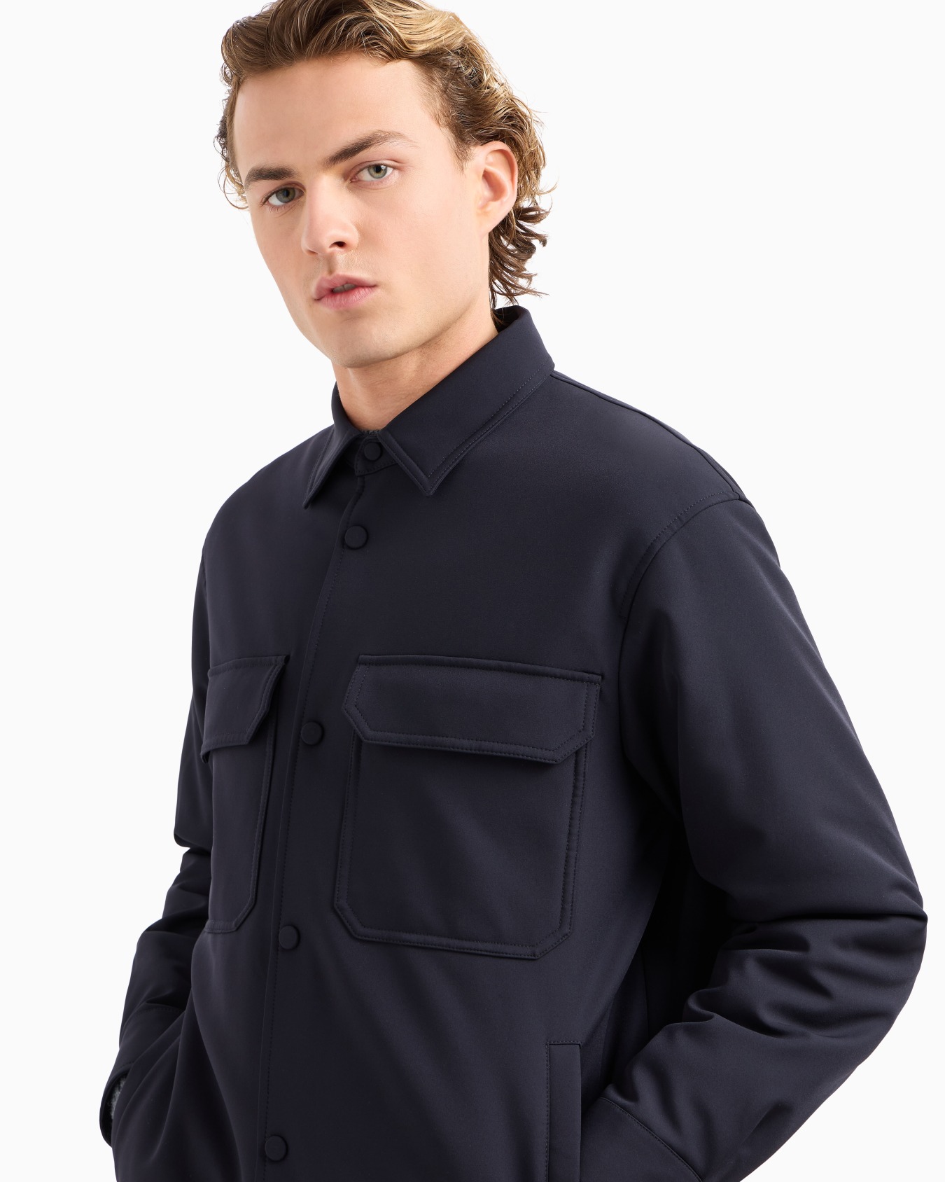 Giacca camicia comfort fit in nylon soft hand Slide 5
