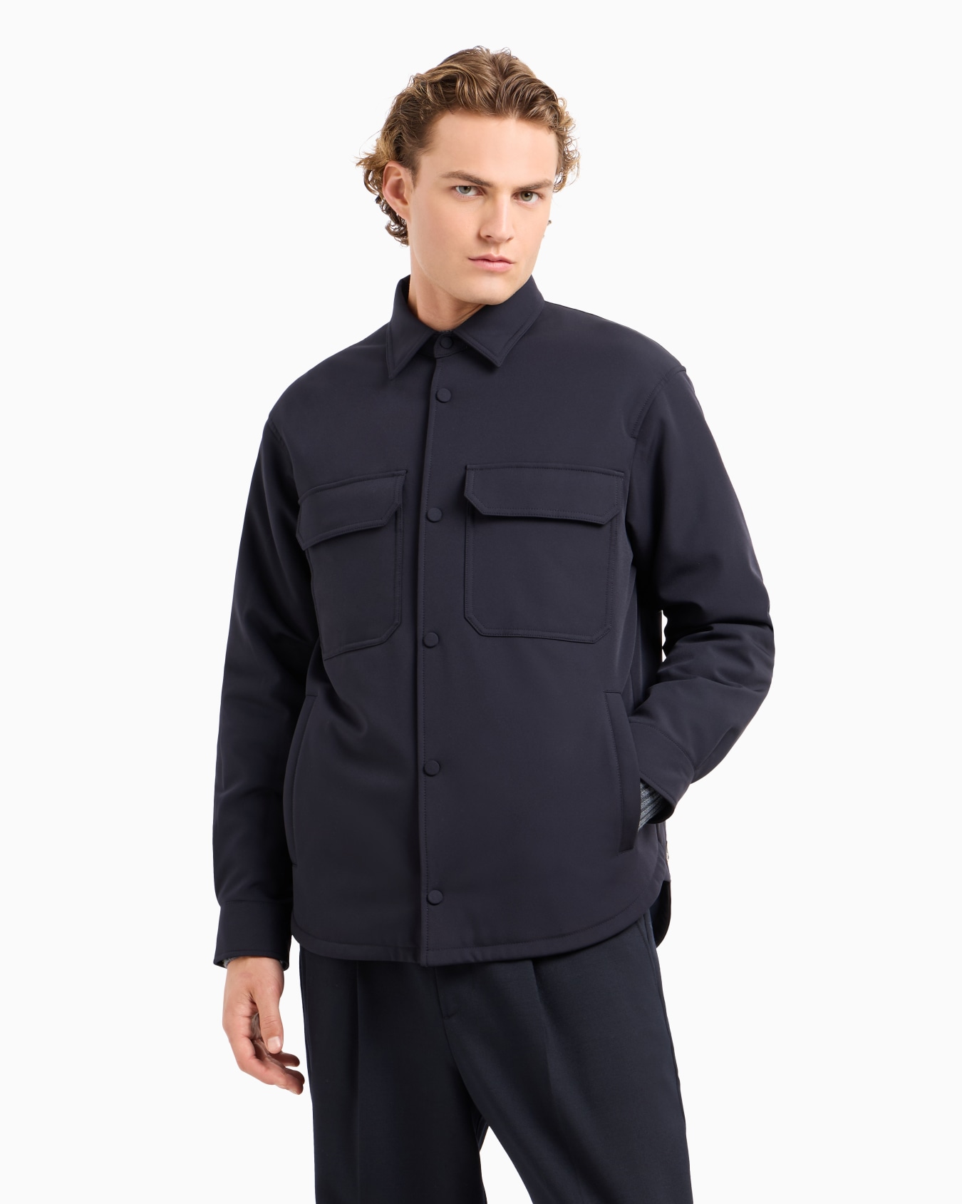 Giacca camicia comfort fit in nylon soft hand Slide 2