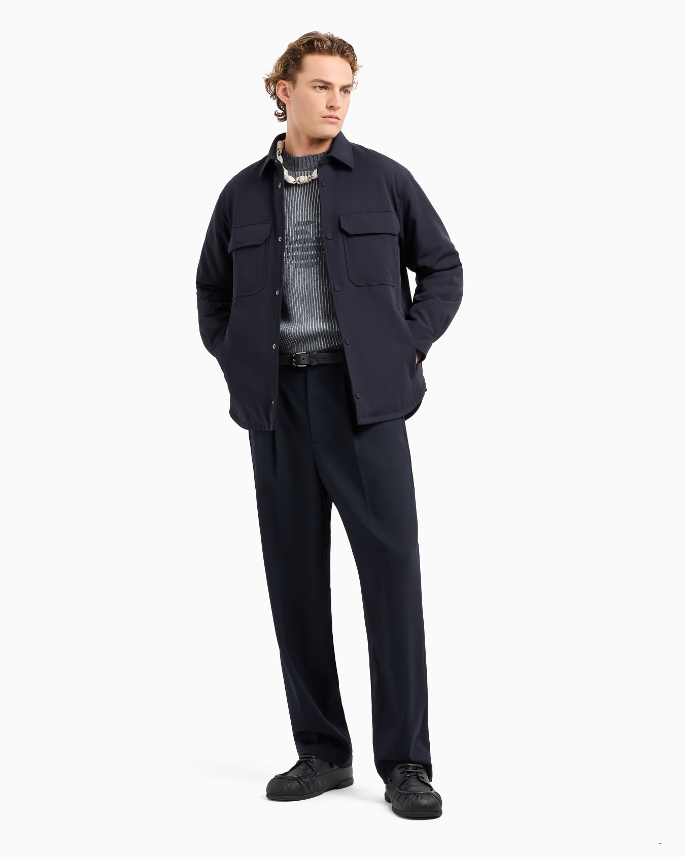 Giacca camicia comfort fit in nylon soft hand Slide 4