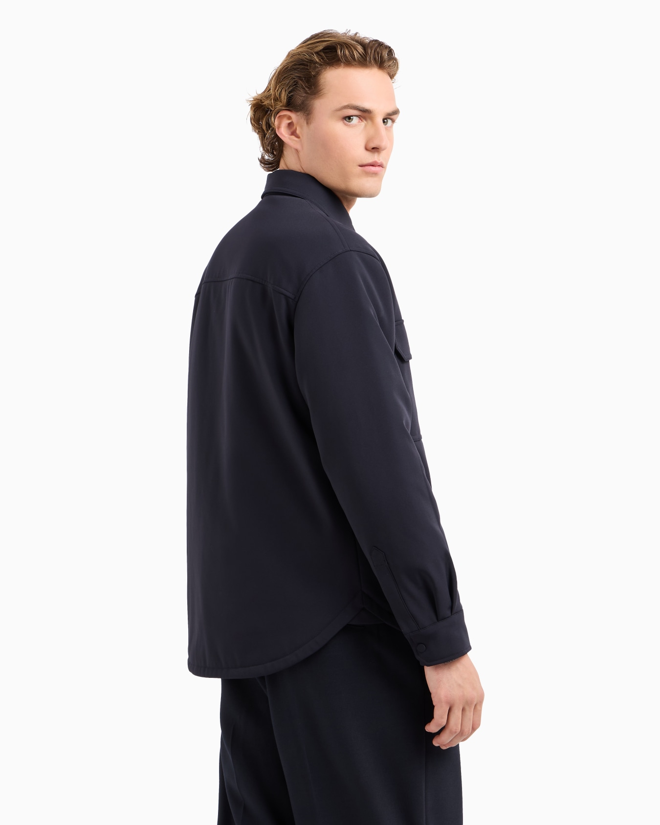 Giacca camicia comfort fit in nylon soft hand Slide 3