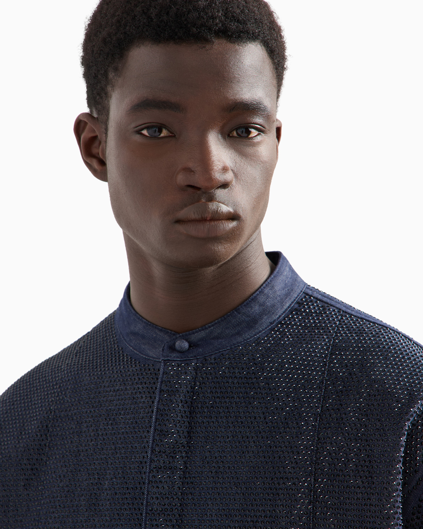 Guru-collar shirt in an ASV Lyocell-blend denim with all-over rhinestones Slide 4
