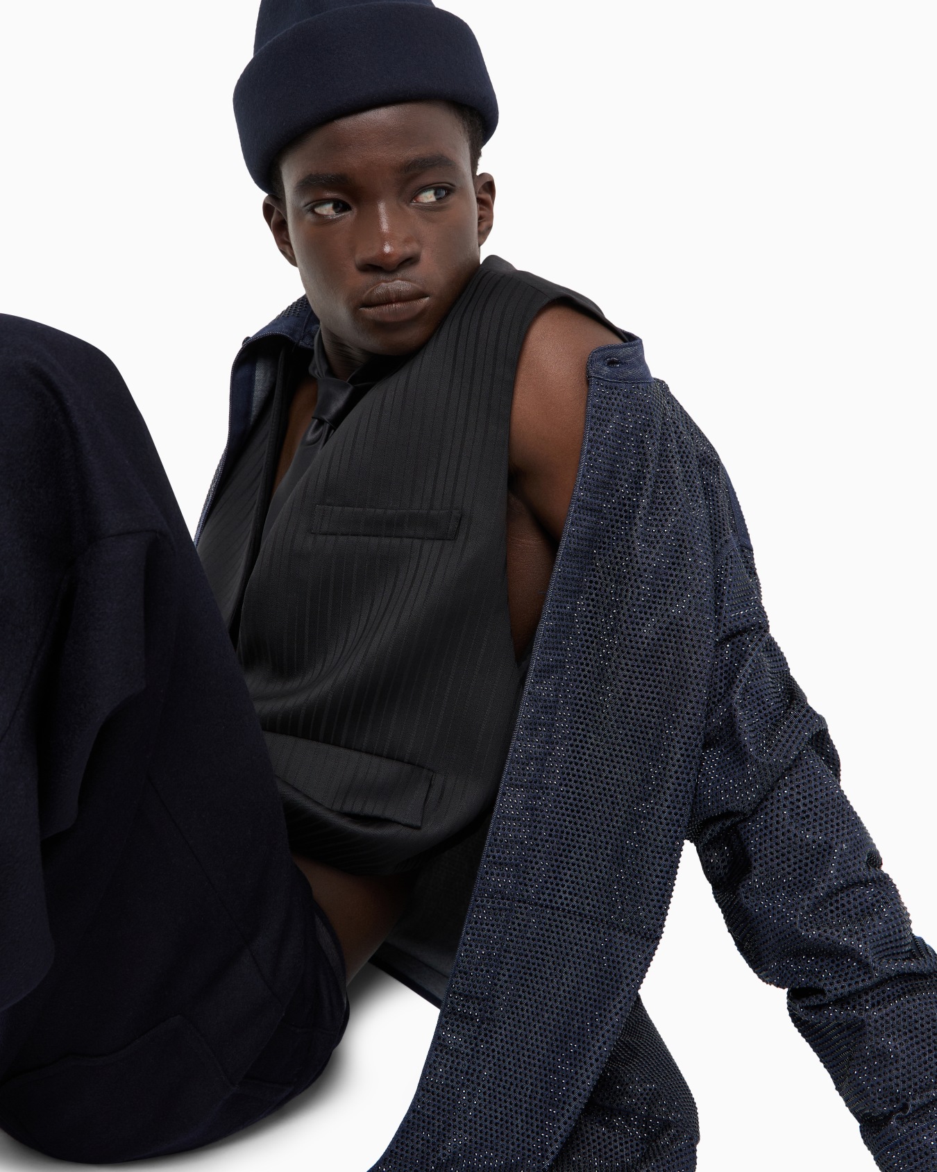 Guru-collar shirt in an ASV Lyocell-blend denim with all-over rhinestones Slide 5