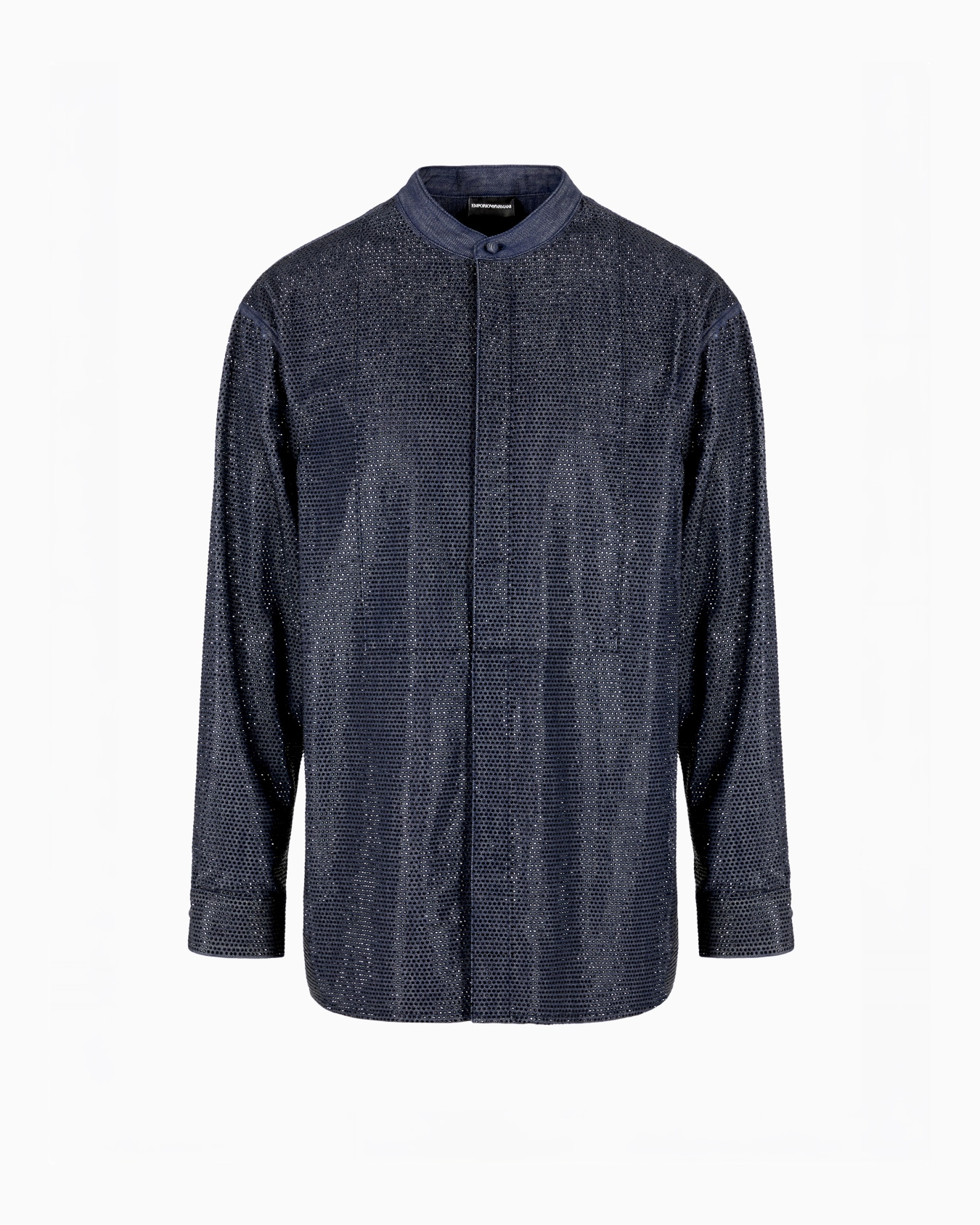 Guru-collar shirt in an ASV Lyocell-blend denim with all-over rhinestones Slide 0