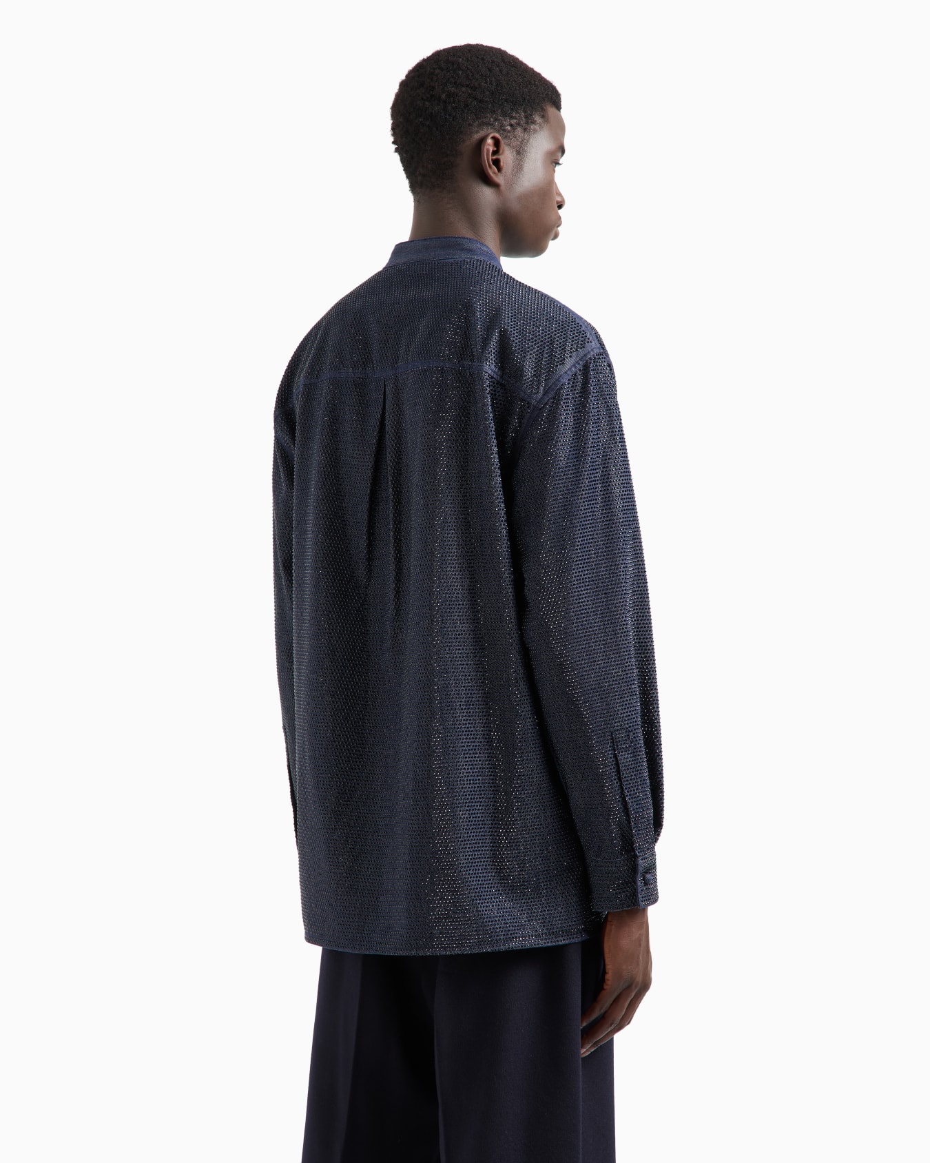 Guru-collar shirt in an ASV Lyocell-blend denim with all-over rhinestones Slide 2