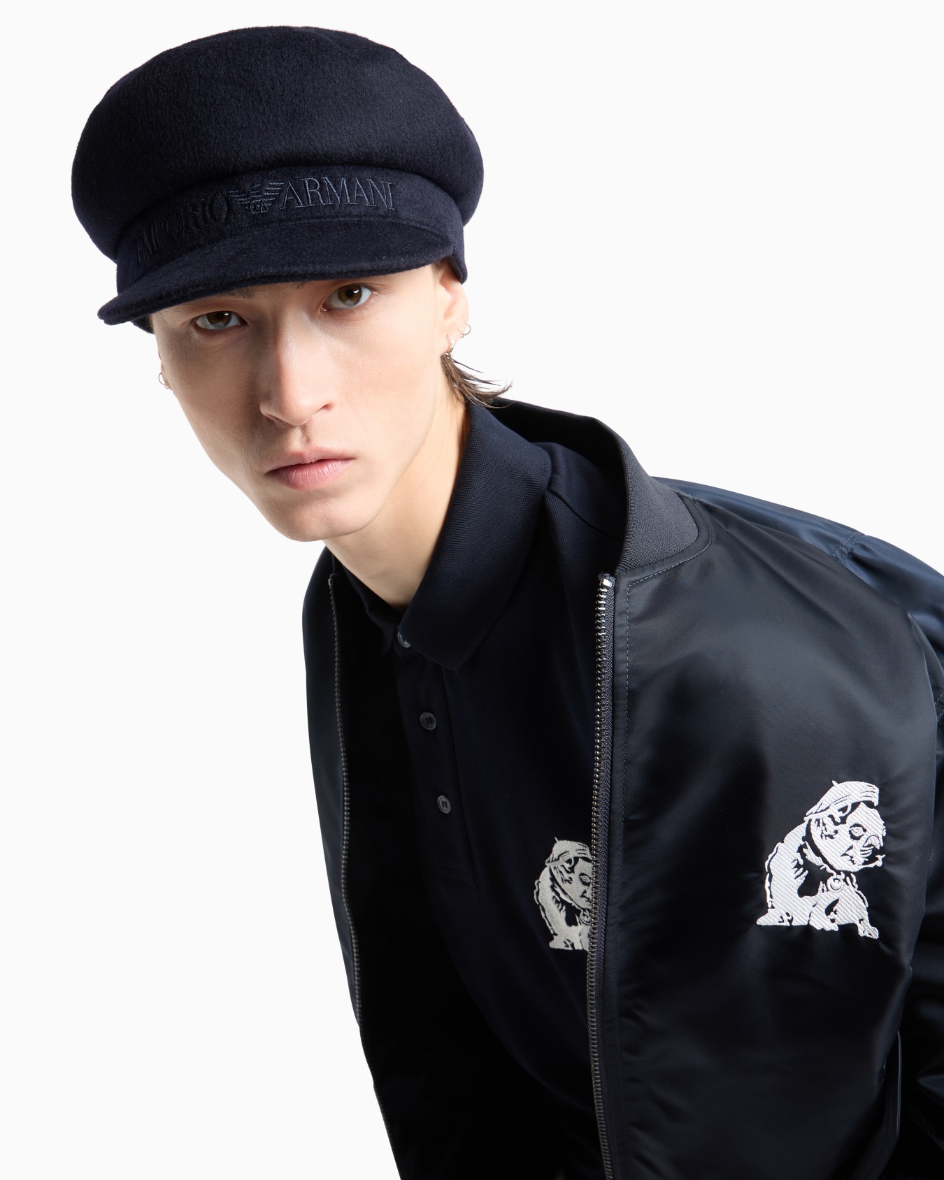 Mercerised piqué polo shirt with French bulldog embroidery Slide 5
