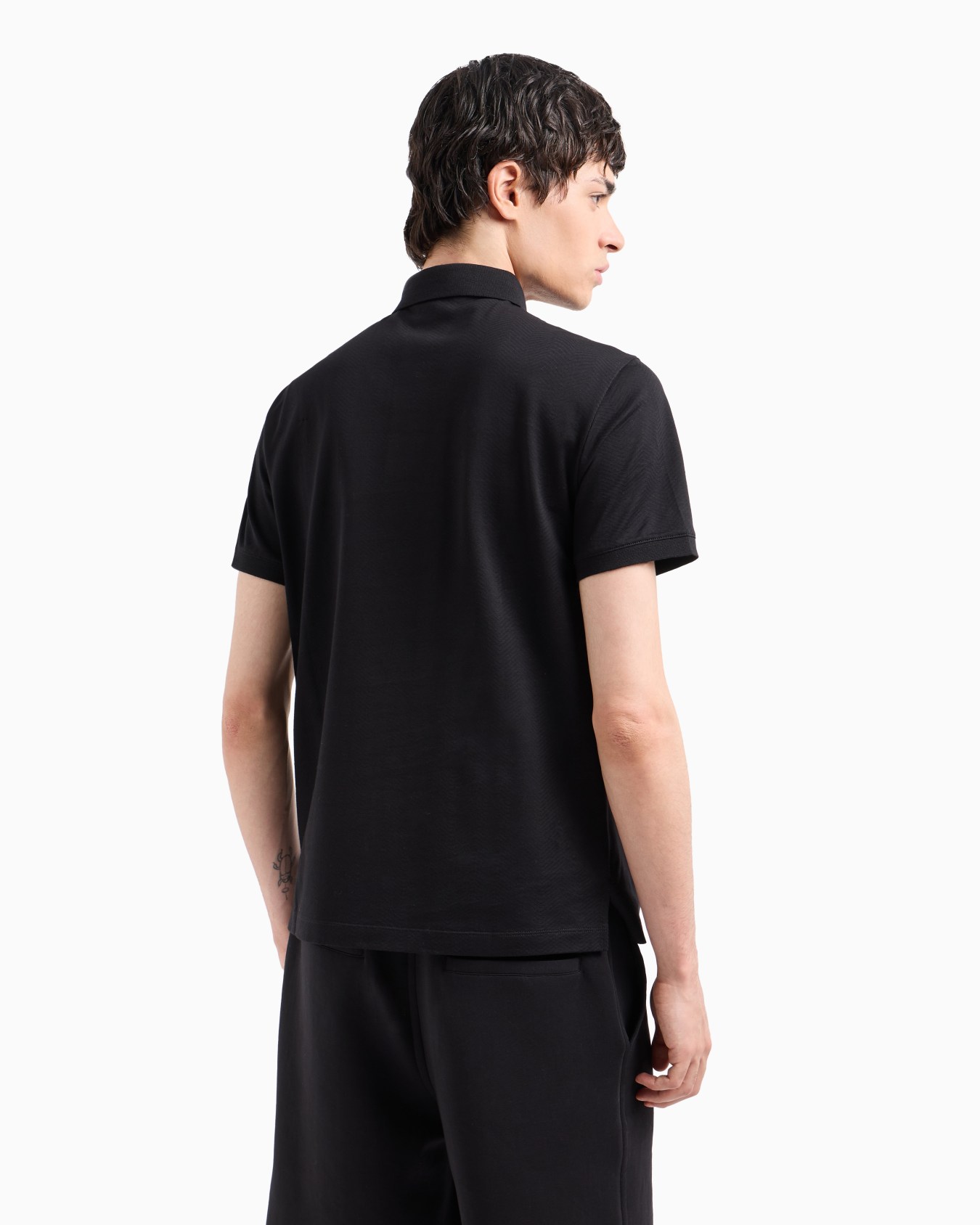 3D-effect embossed jacquard jersey polo shirt Slide 3