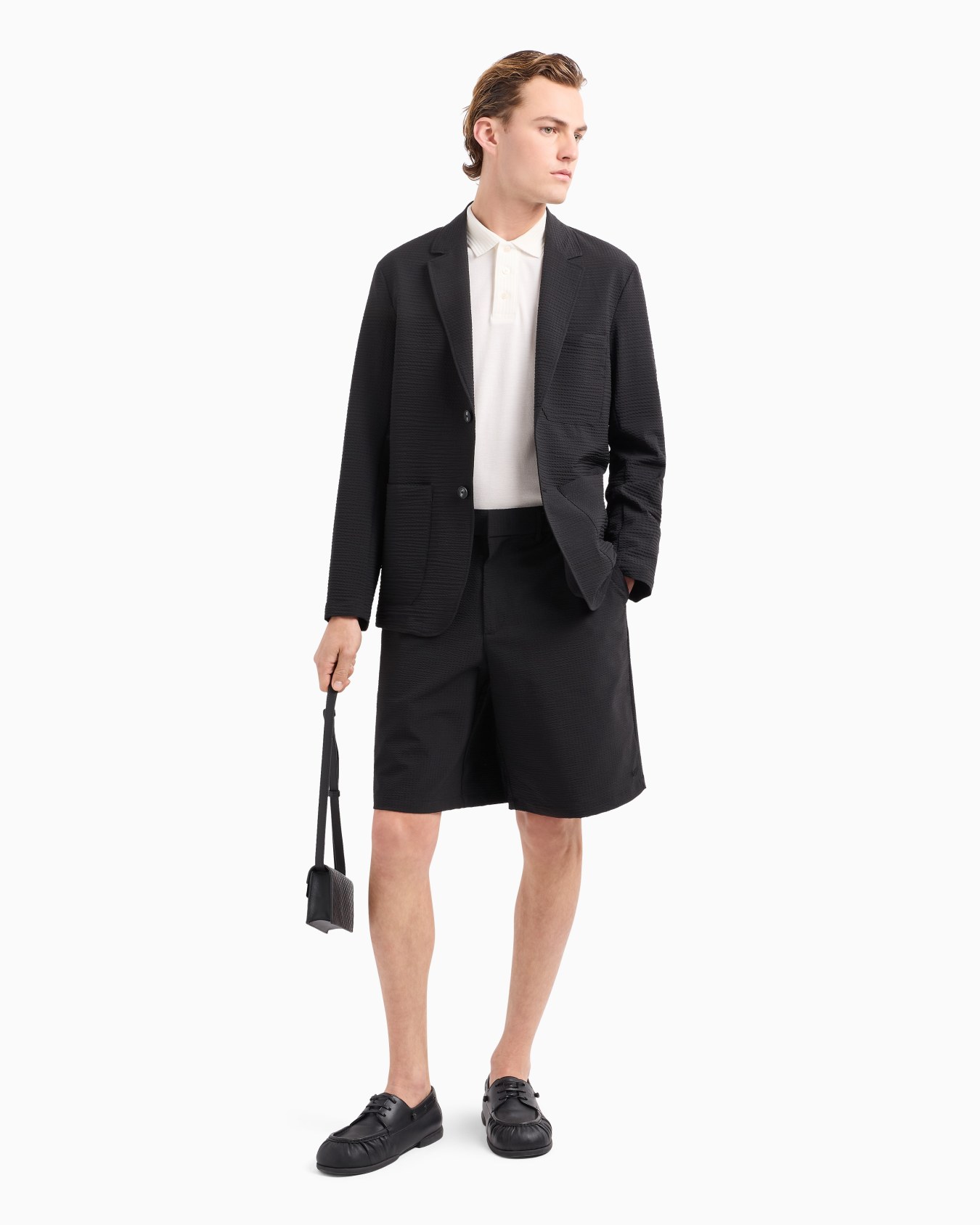Mercerised piqué polo shirt with ribbed details Slide 3