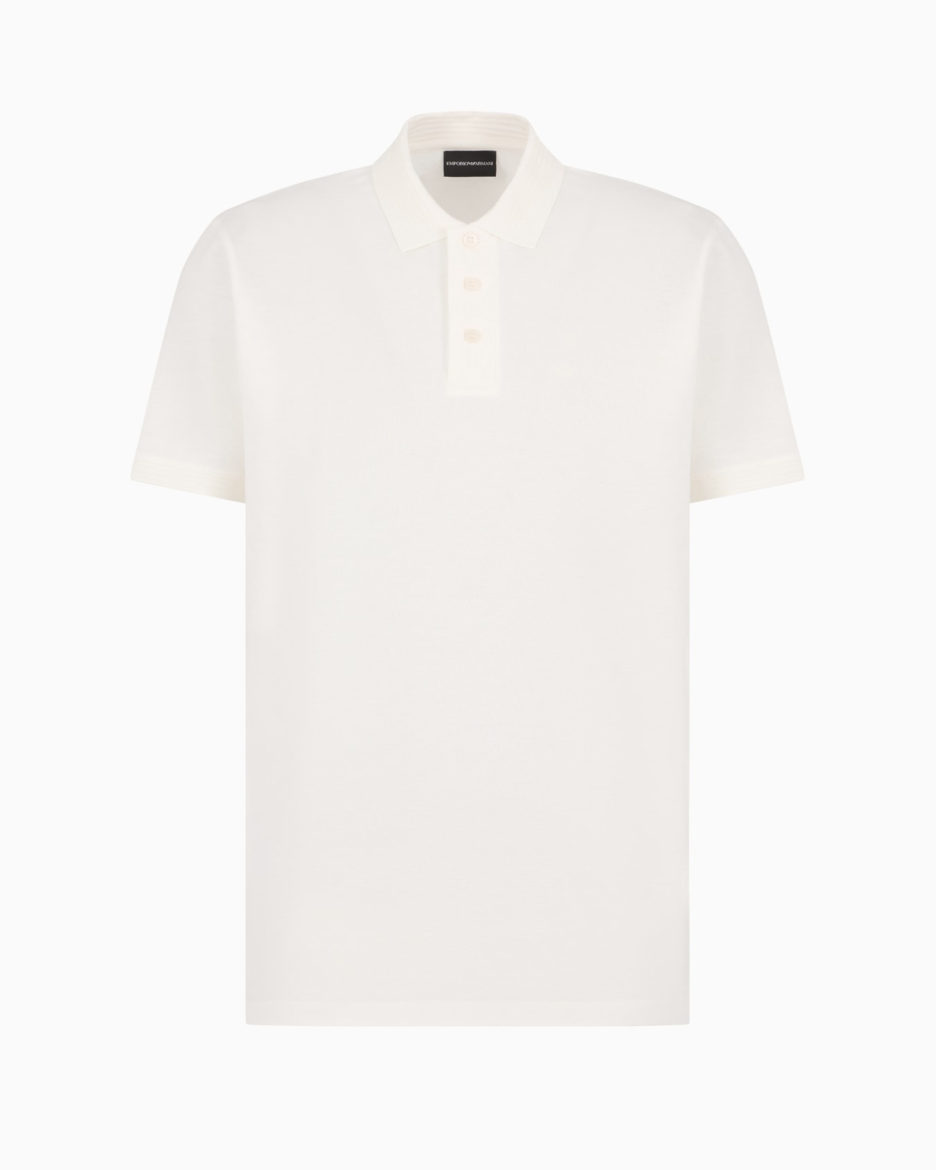 Mercerised piqué polo shirt with ribbed details Slide 0
