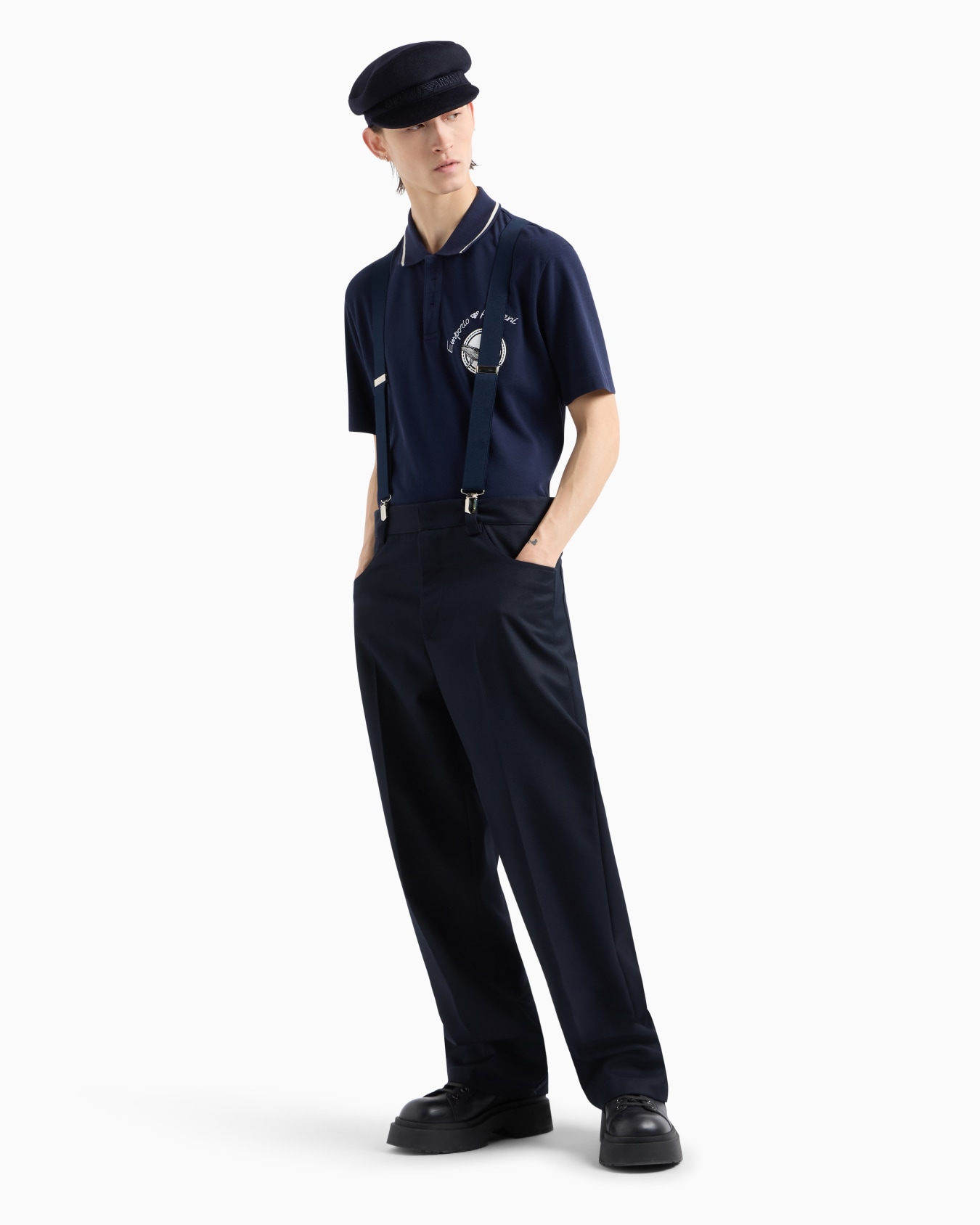 Piqué polo shirt with logo embroidery and maritime patch Slide 3