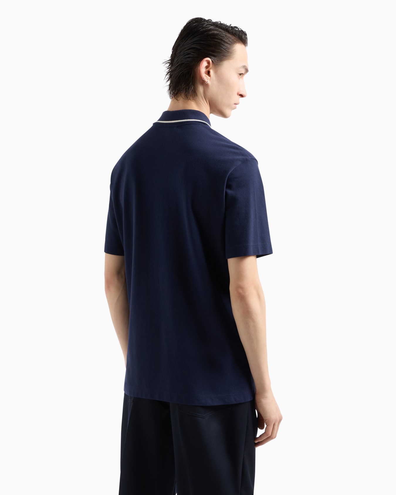 Piqué polo shirt with logo embroidery and maritime patch Slide 2