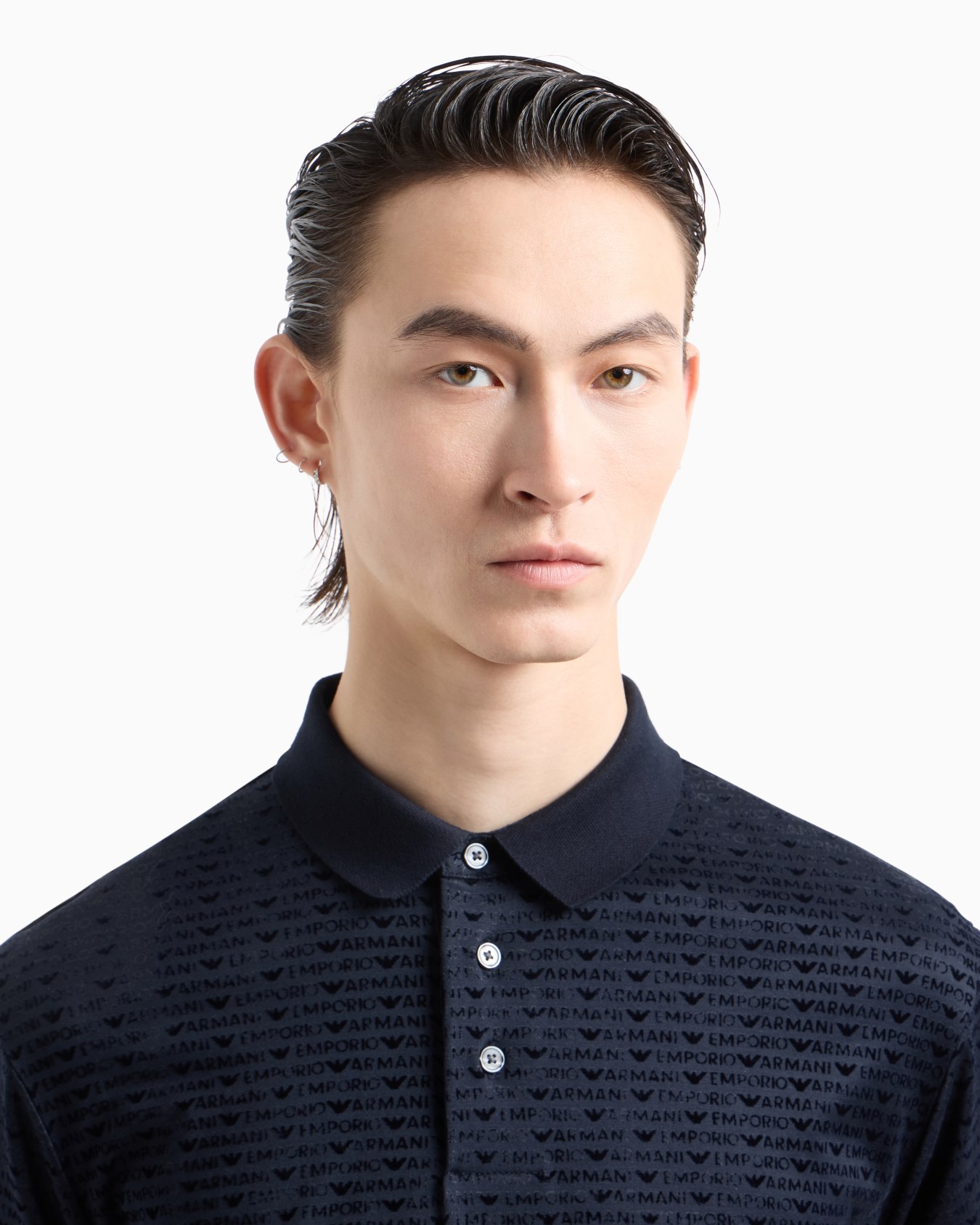  Lyocell-blend jersey polo shirt with flocked lettering all over Diapositiva 4