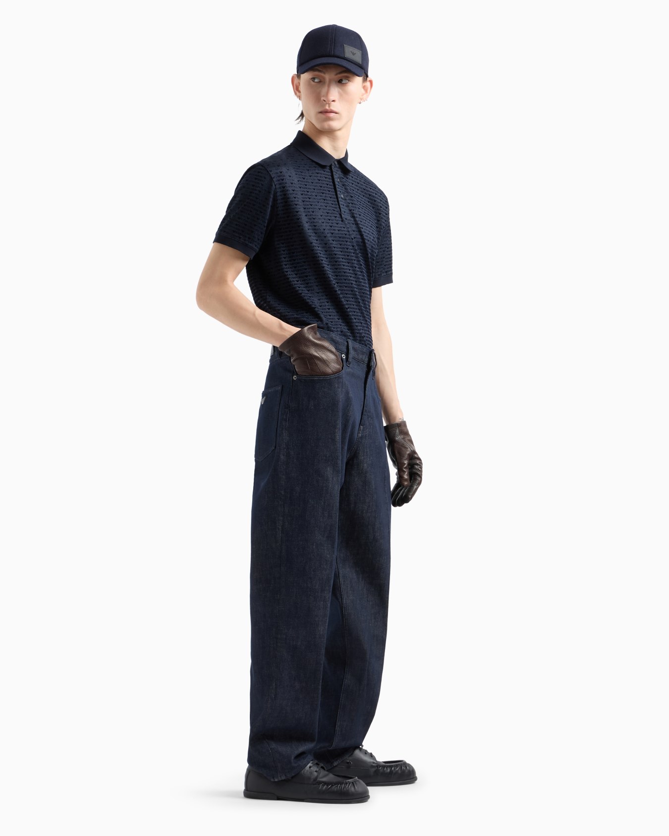  Lyocell-blend jersey polo shirt with flocked lettering all over Diapositiva 3