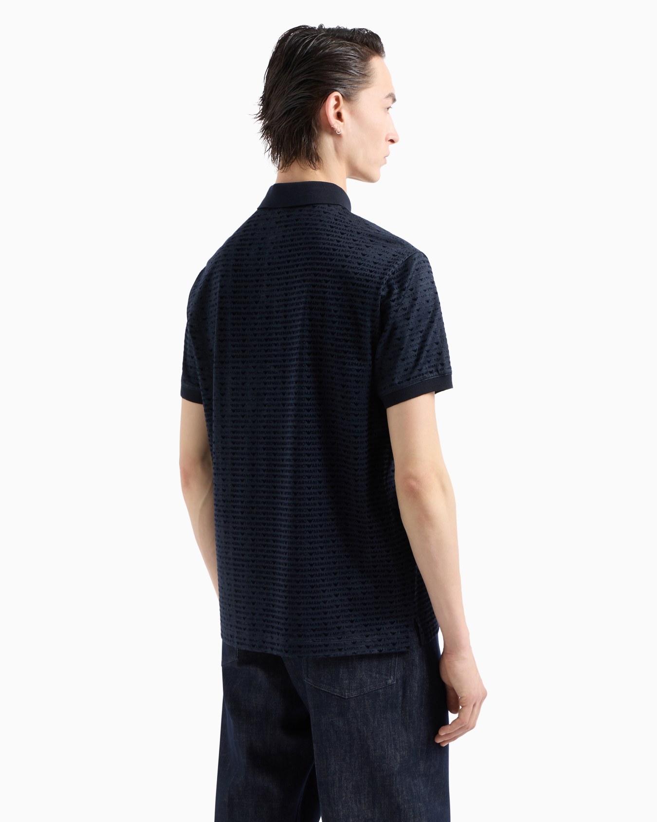  Lyocell-blend jersey polo shirt with flocked lettering all over Diapositiva 2