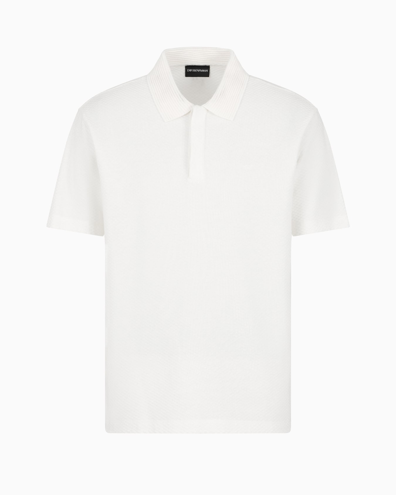 Jacquard jersey polo shirt with embossed motif Slide 0